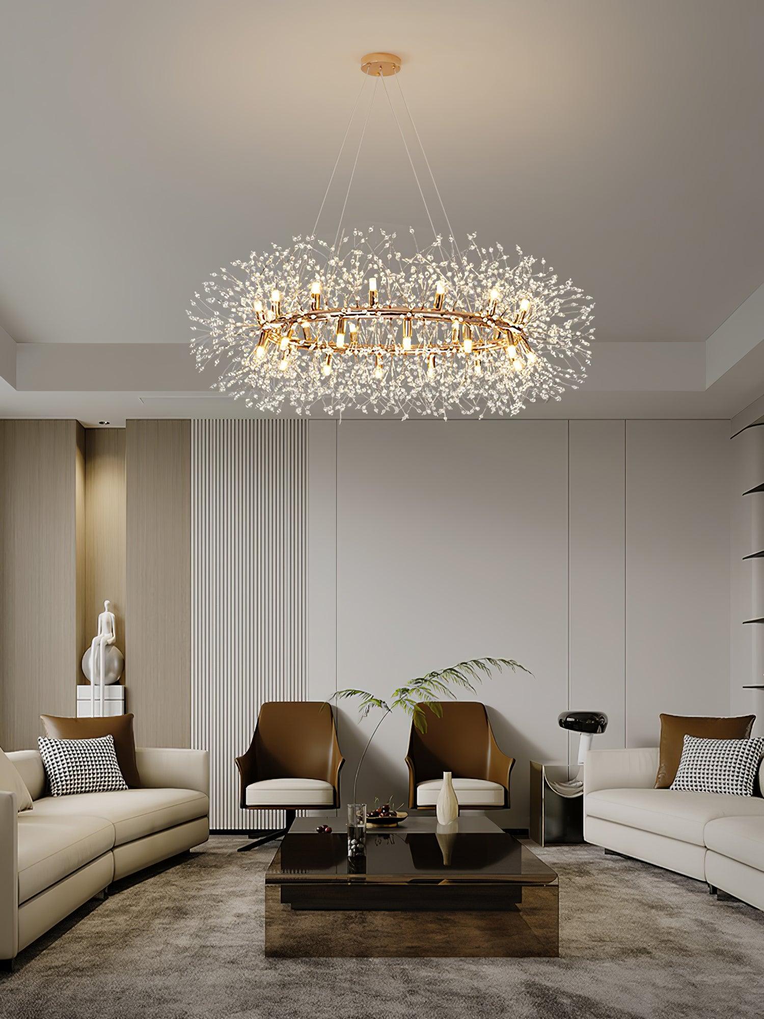 Lustra Chandelier Dandelion Round Stainless Steel-Neutral Decor