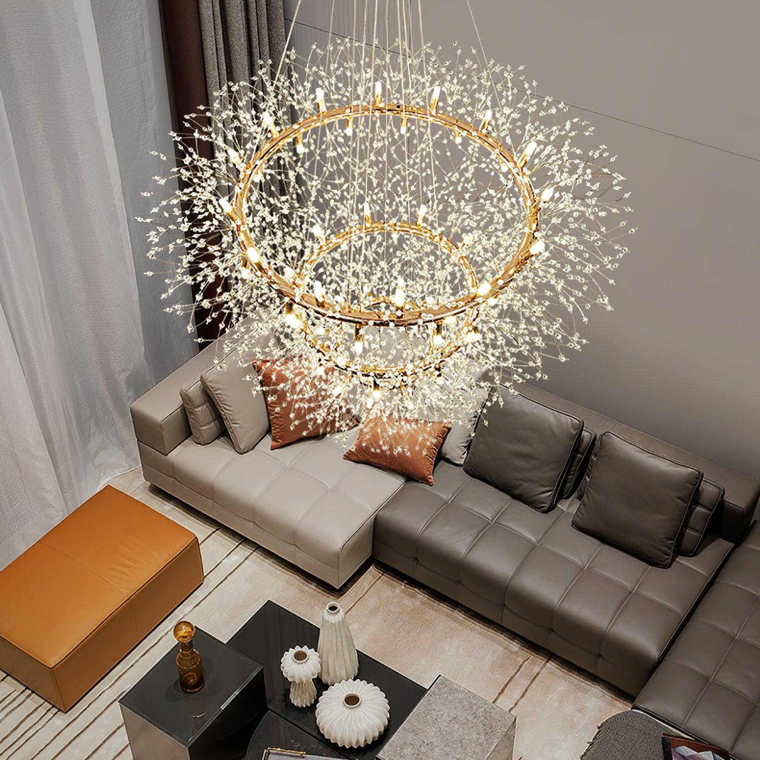 Lustra Chandelier Dandelion Round Stainless Steel-Neutral Decor