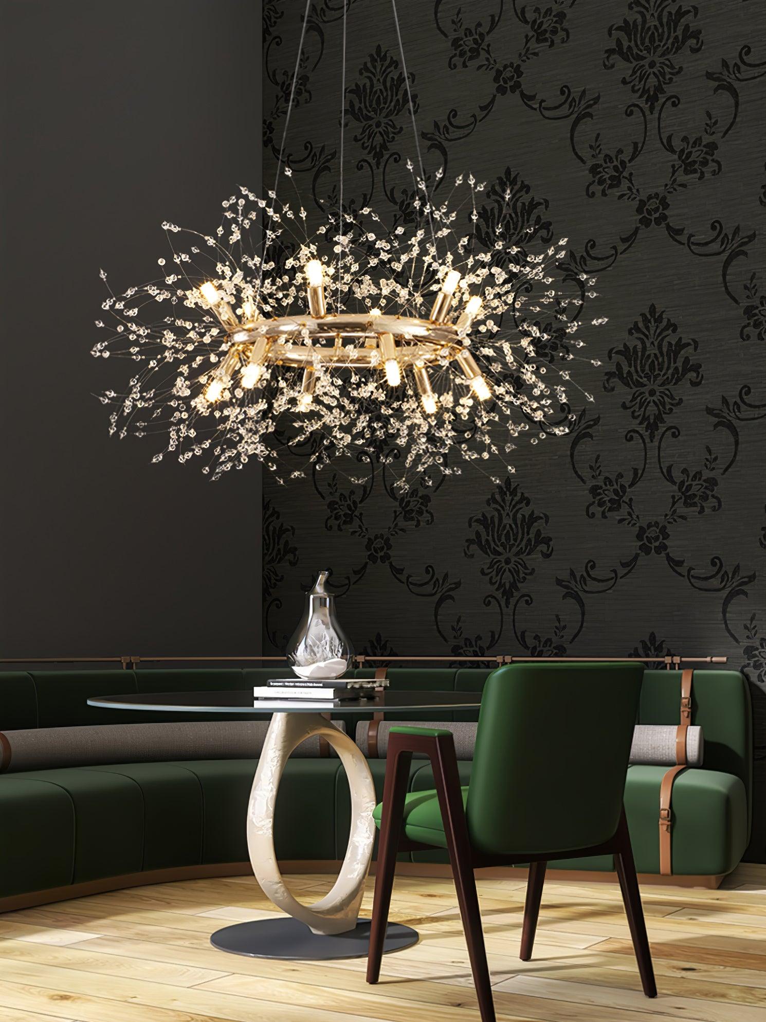 Lustra Chandelier Dandelion Round Stainless Steel-Neutral Decor