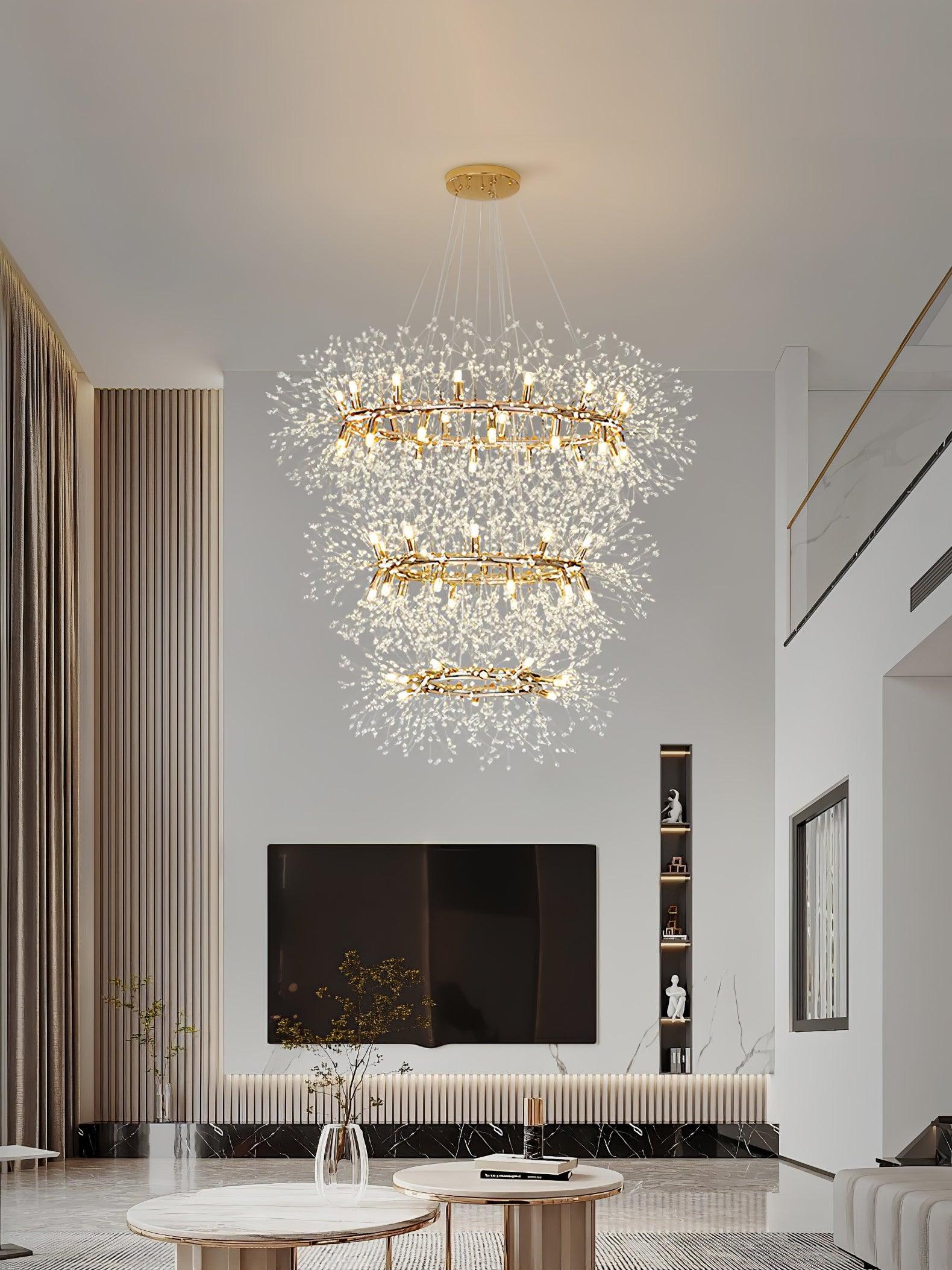 Lustra Chandelier Dandelion Round Stainless Steel-Neutral Decor