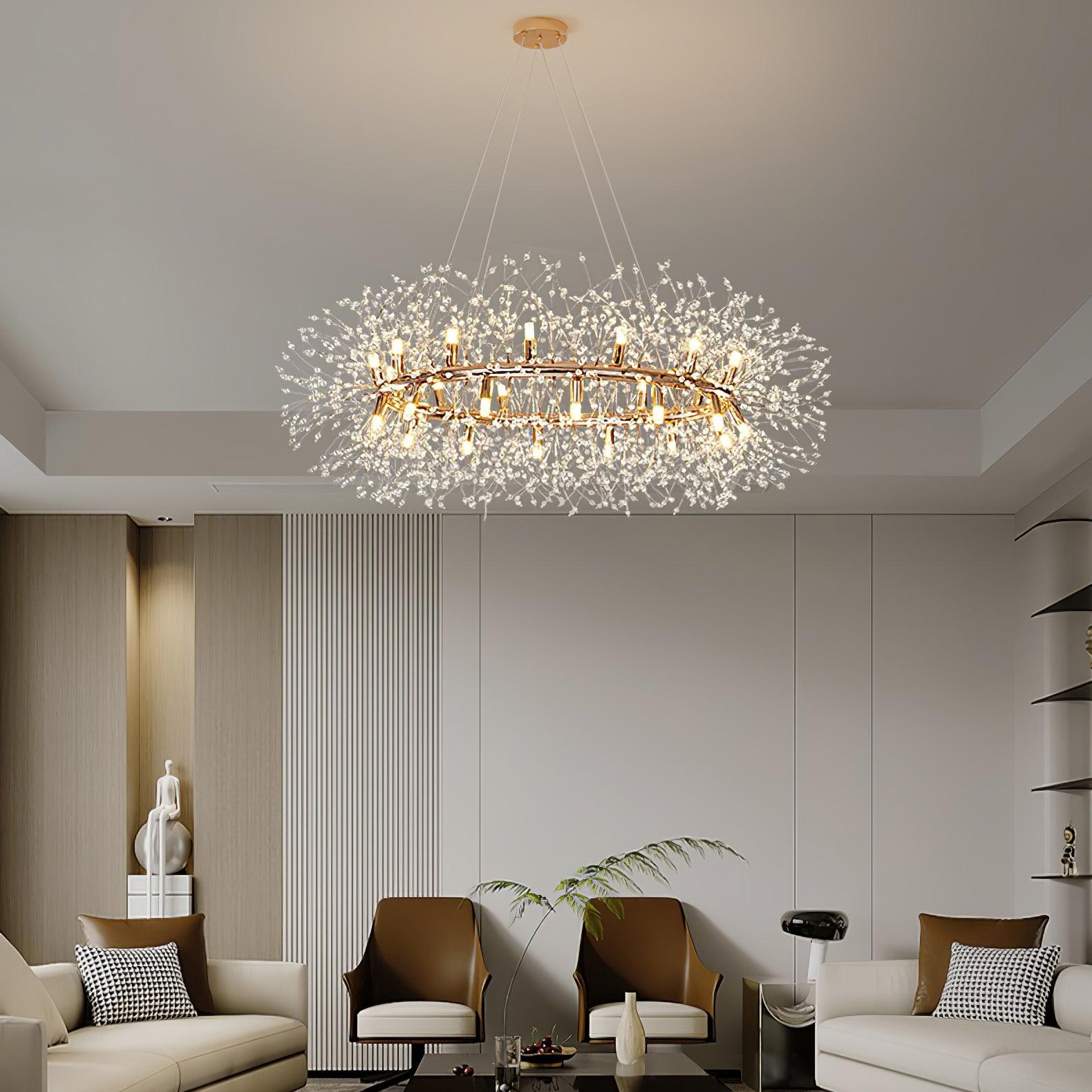 Lustra Chandelier Dandelion Round Stainless Steel-Neutral Decor