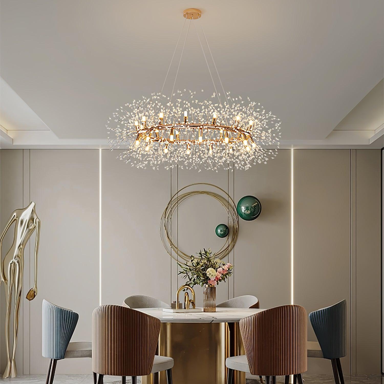 Lustra Chandelier Dandelion Round Stainless Steel-Neutral Decor
