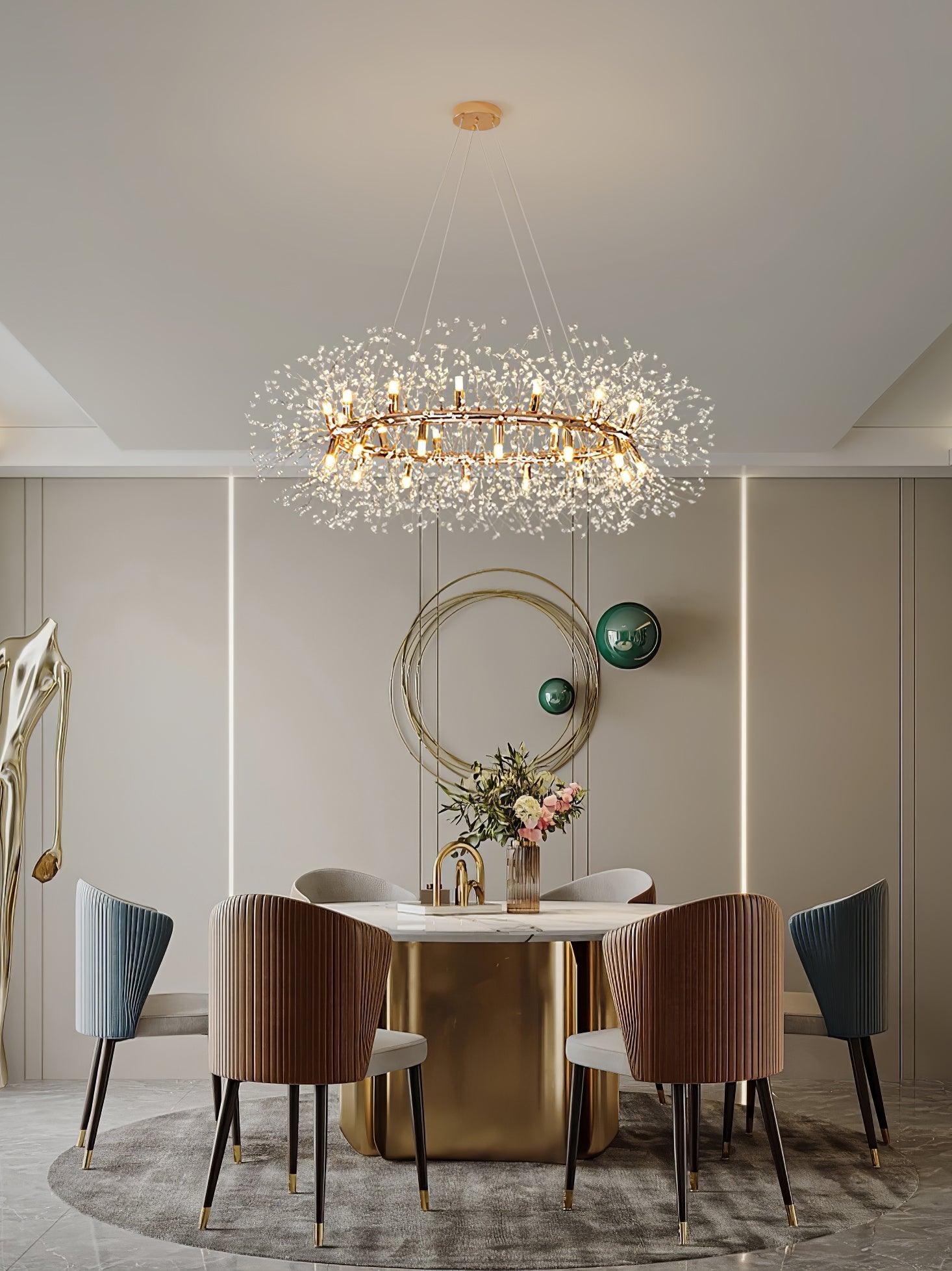 Lustra Chandelier Dandelion Round Stainless Steel-Neutral Decor