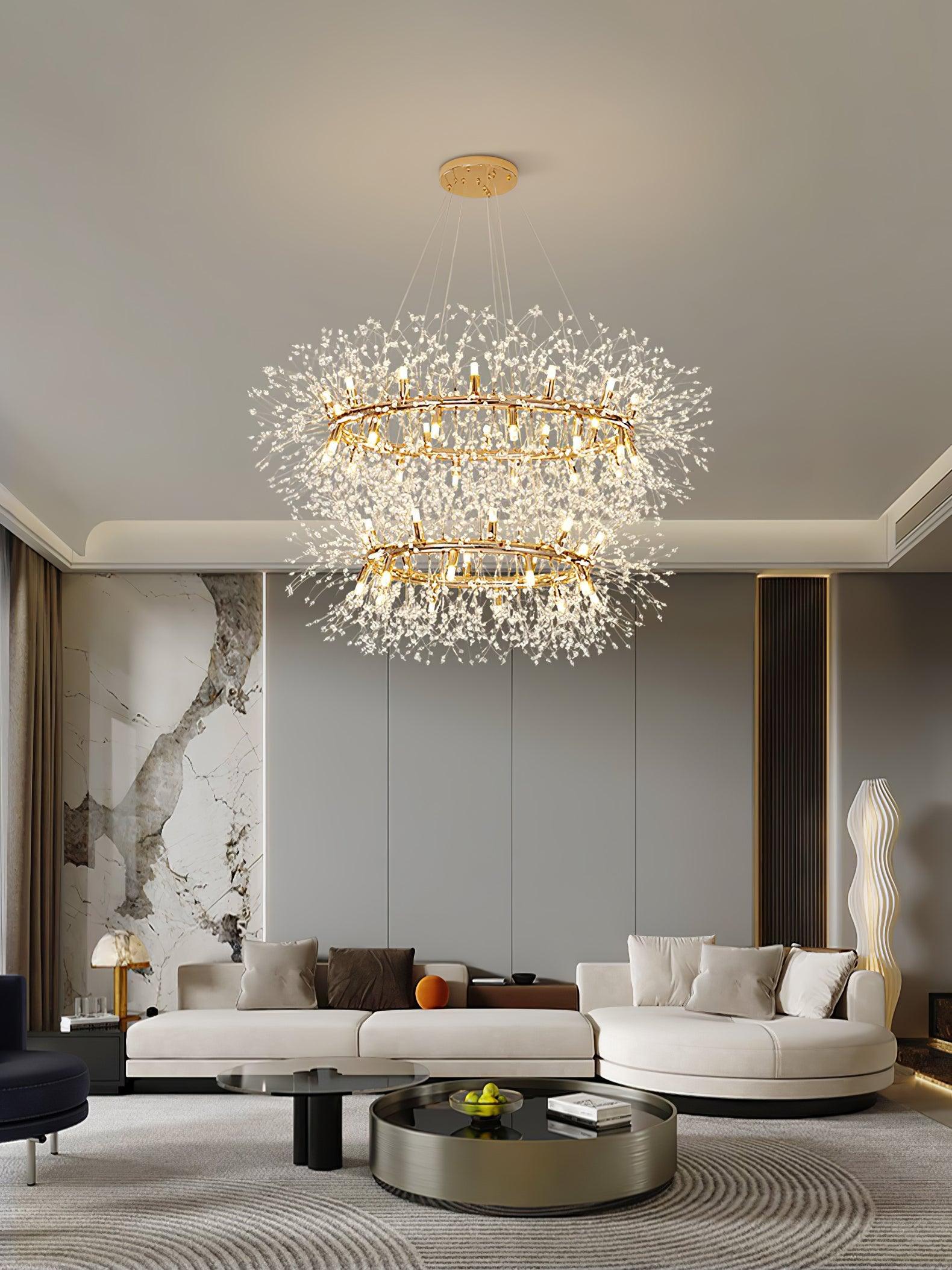 Lustra Chandelier Dandelion Round Stainless Steel-Neutral Decor