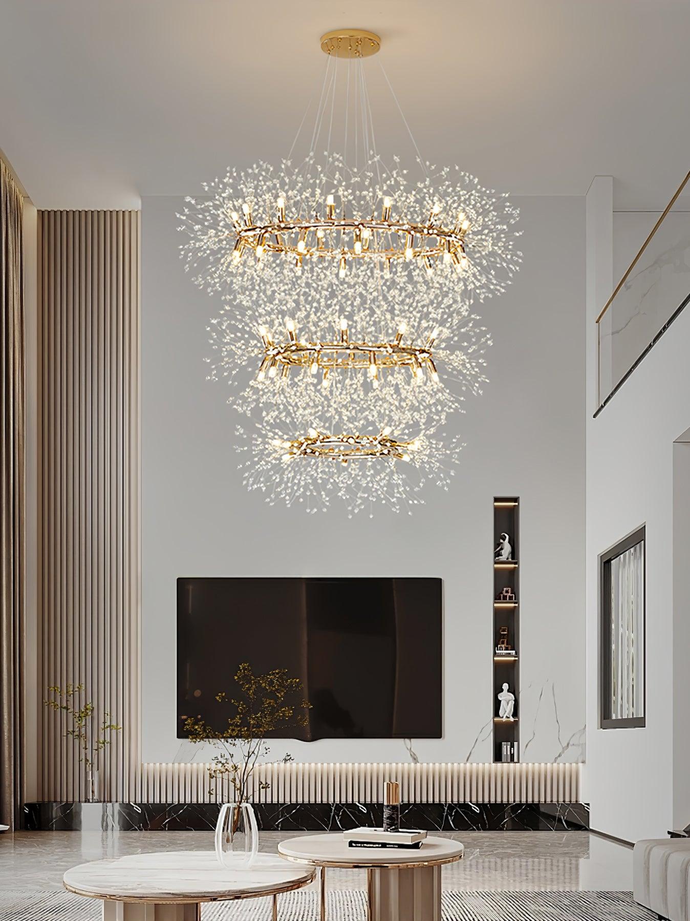 Lustra Chandelier Dandelion Round Stainless Steel-Neutral Decor