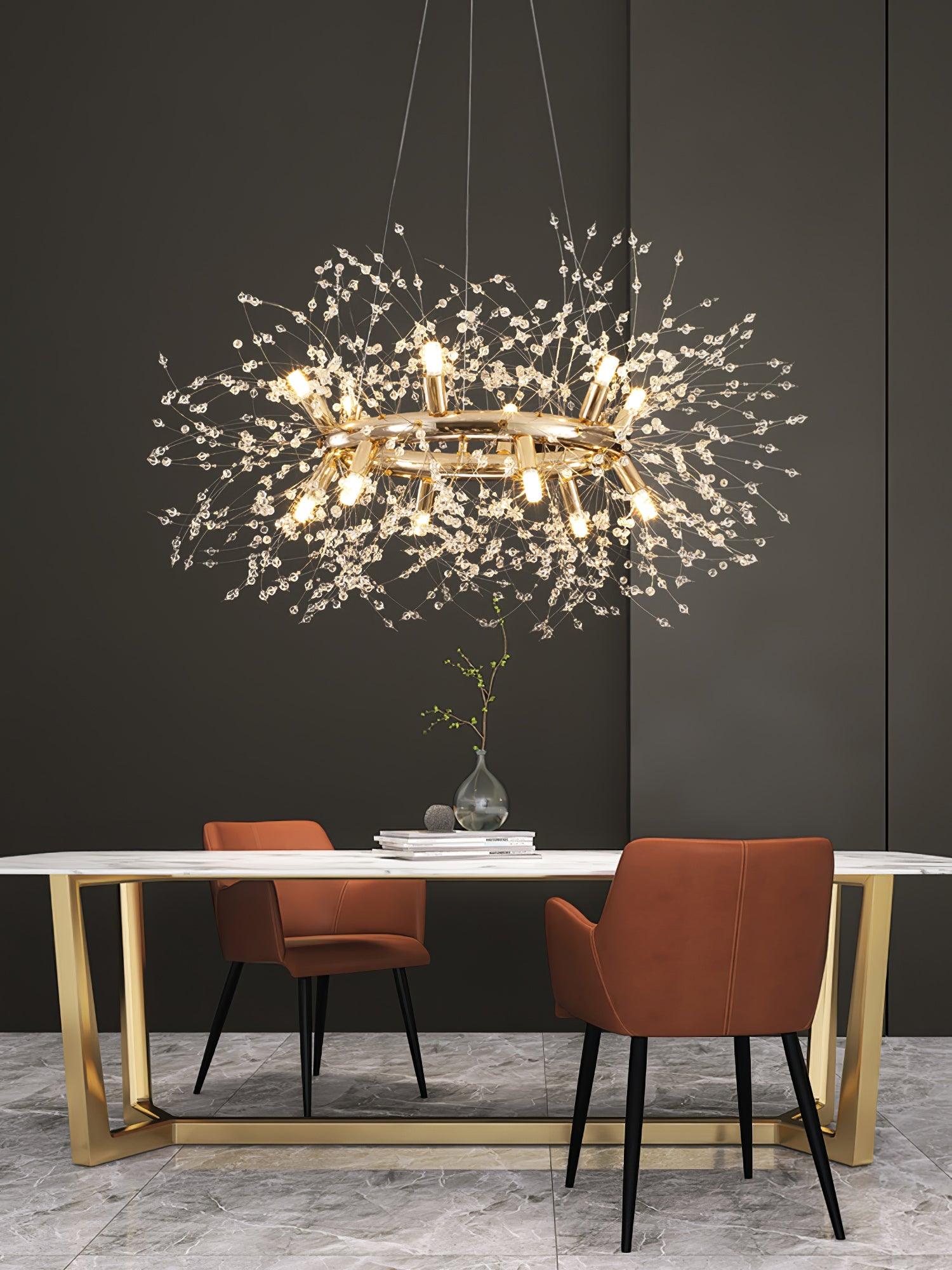 Lustra Chandelier Dandelion Round Stainless Steel-Neutral Decor