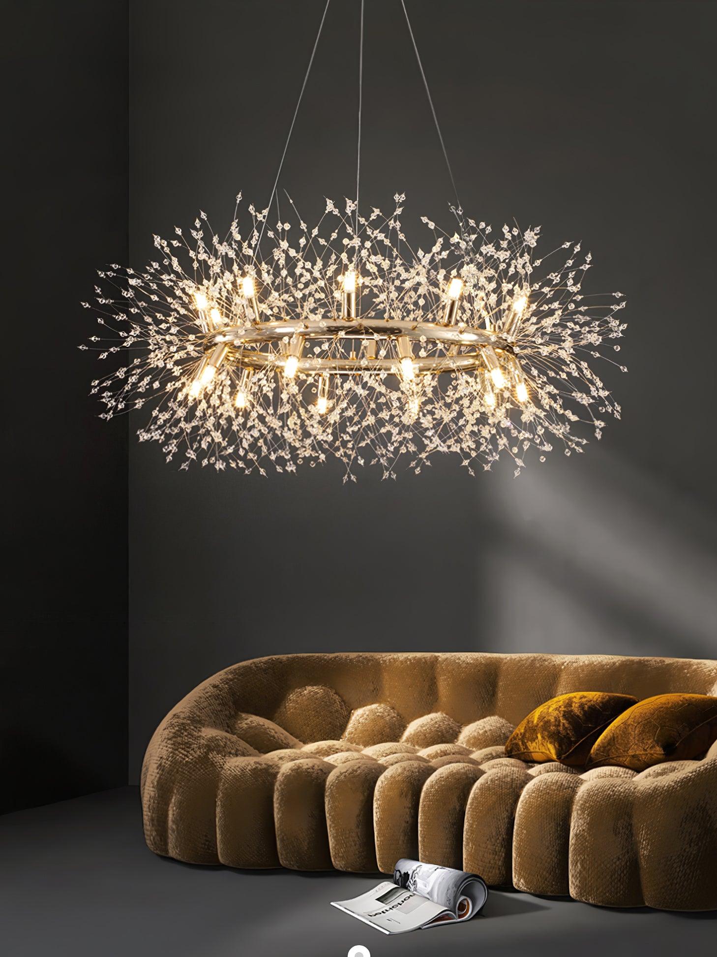 Lustra Chandelier Dandelion Round Stainless Steel-Neutral Decor
