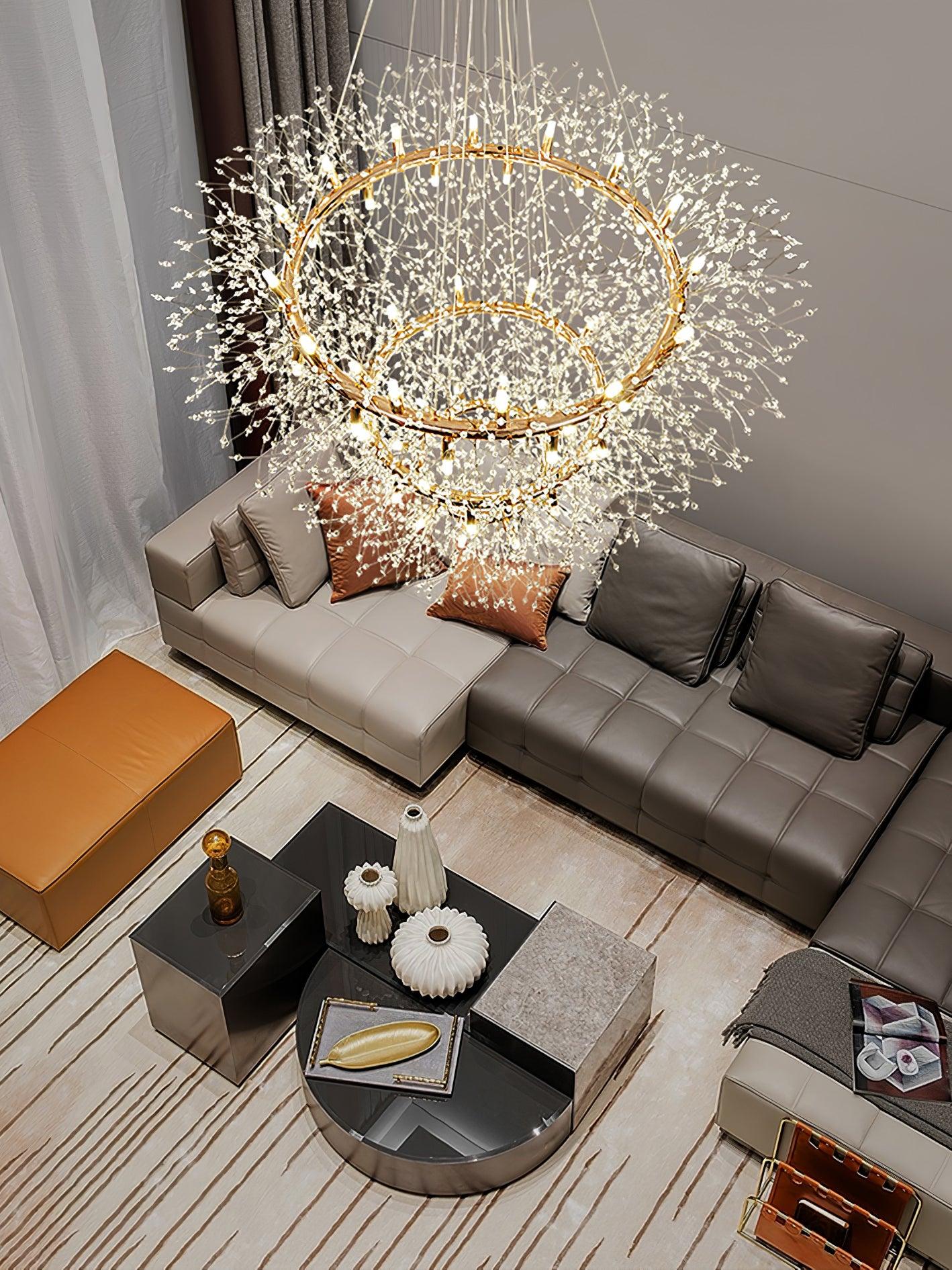 Lustra Chandelier Dandelion Round Stainless Steel-Neutral Decor