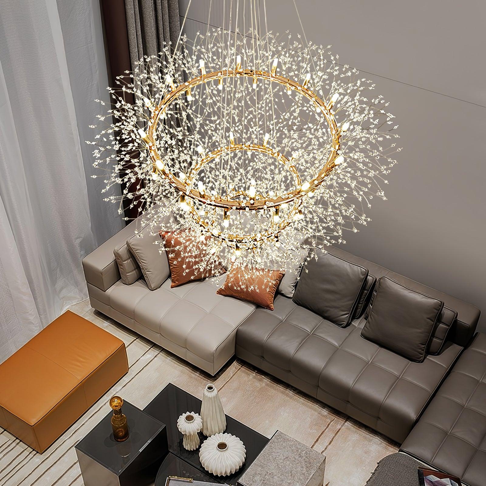 Lustra Chandelier Dandelion Round Stainless Steel-Neutral Decor
