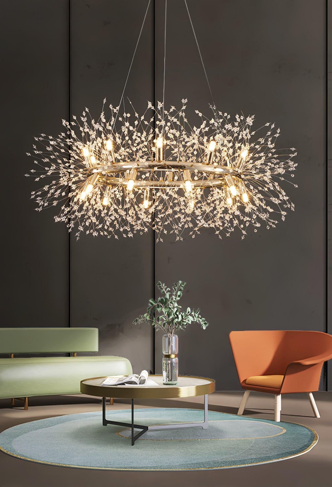 Lustra Chandelier Dandelion Round Stainless Steel-Neutral Decor