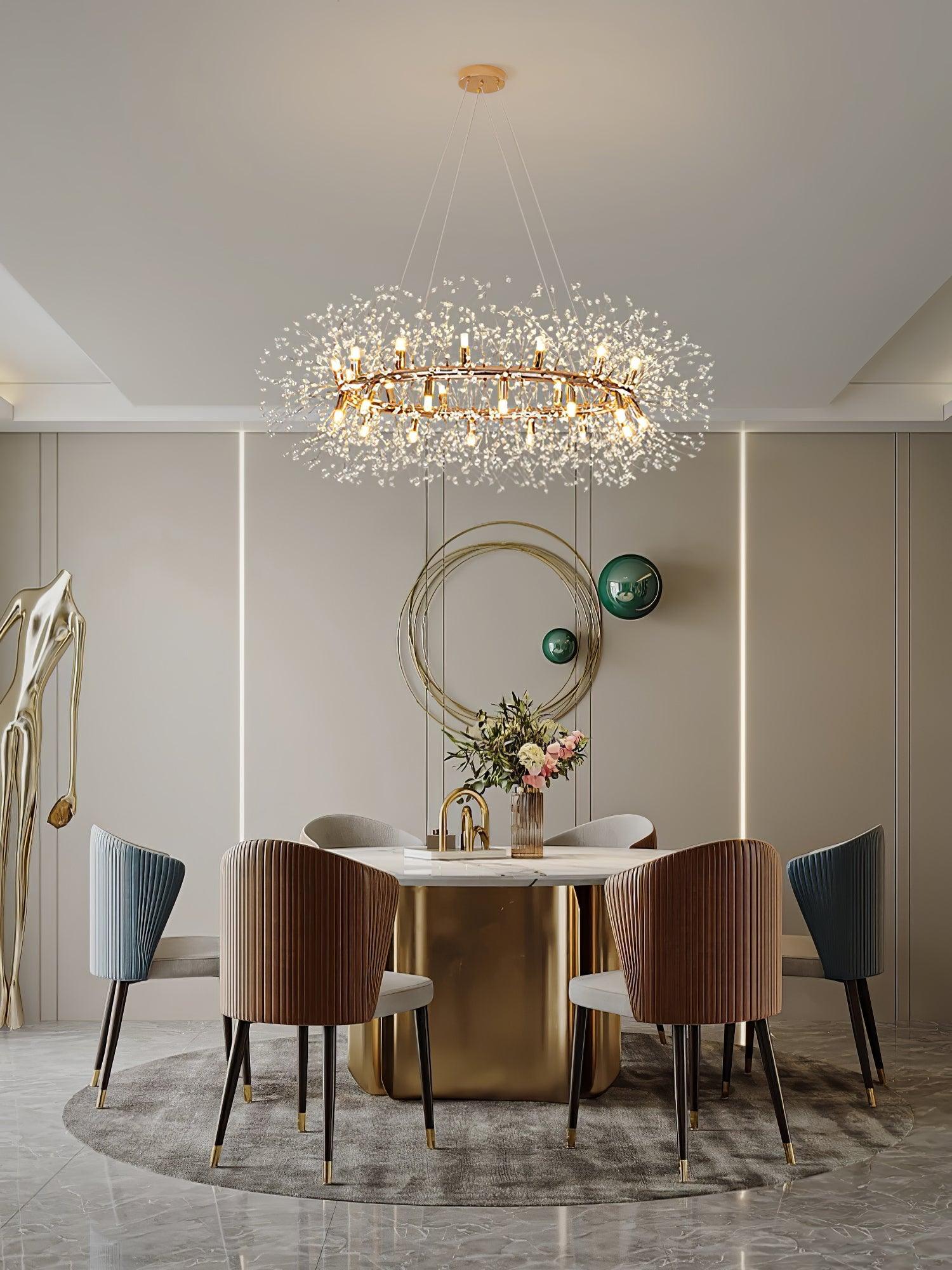 Lustra Chandelier Dandelion Round Stainless Steel-Neutral Decor