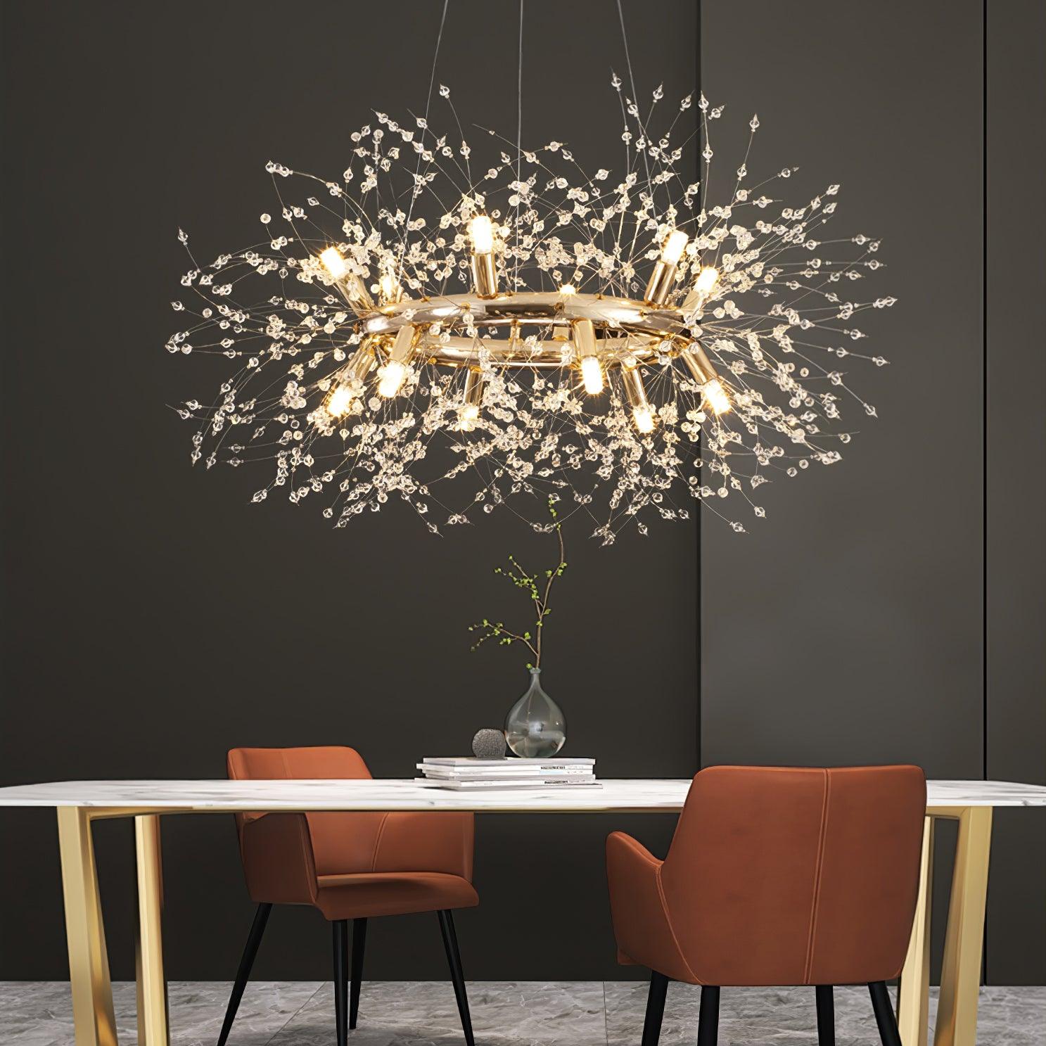 Lustra Chandelier Dandelion Round Stainless Steel-Neutral Decor
