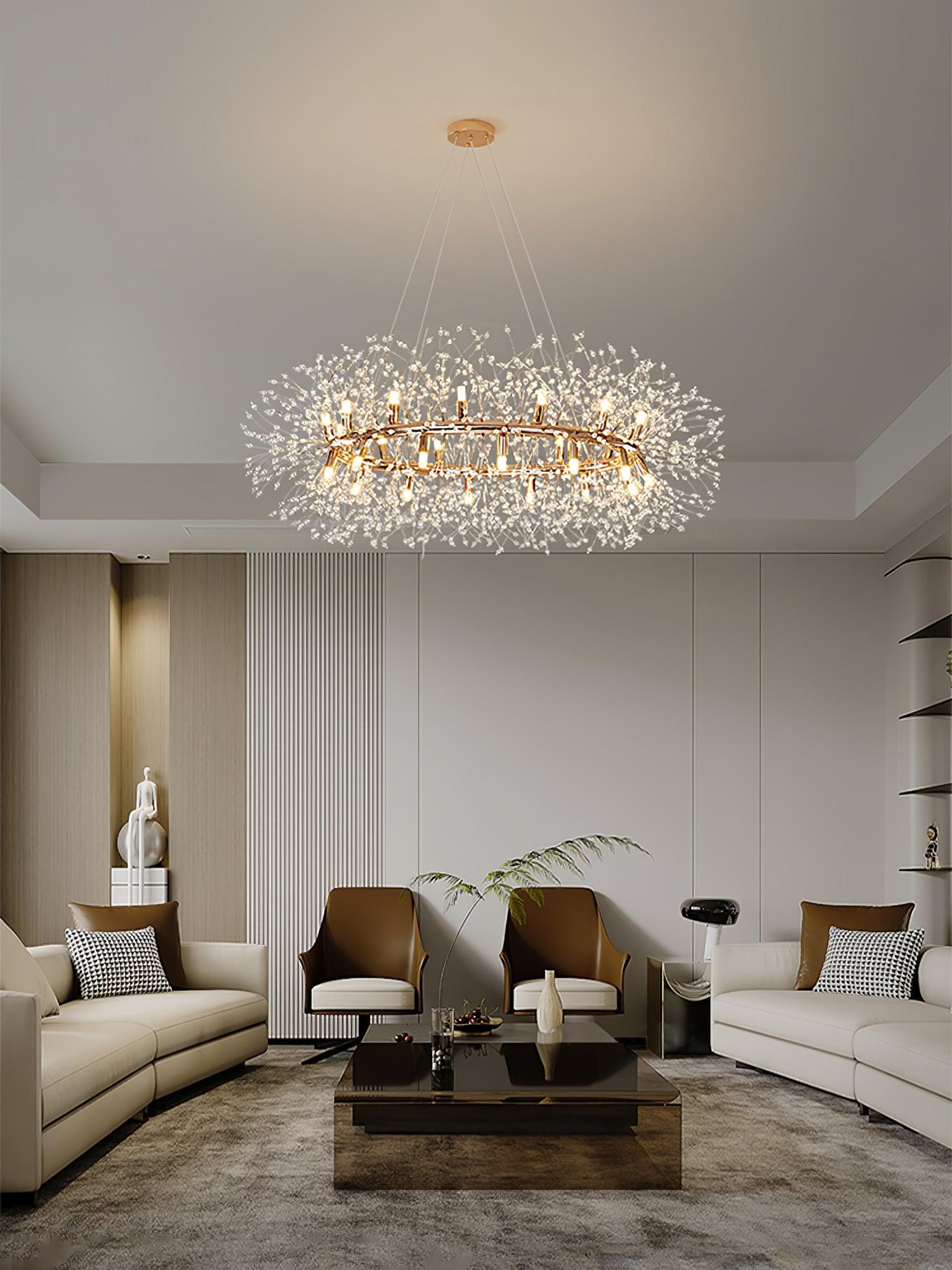 Lustra Chandelier Dandelion Round Stainless Steel-Neutral Decor