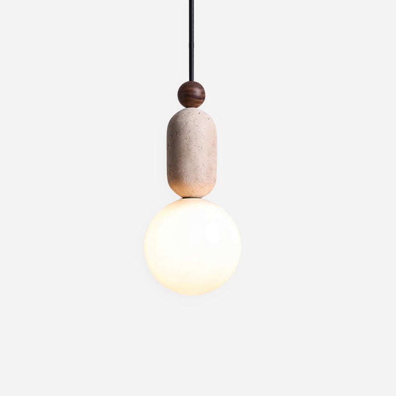 Lumero Pendant Lamp Travertine Wood Japandi-Neutral Decor