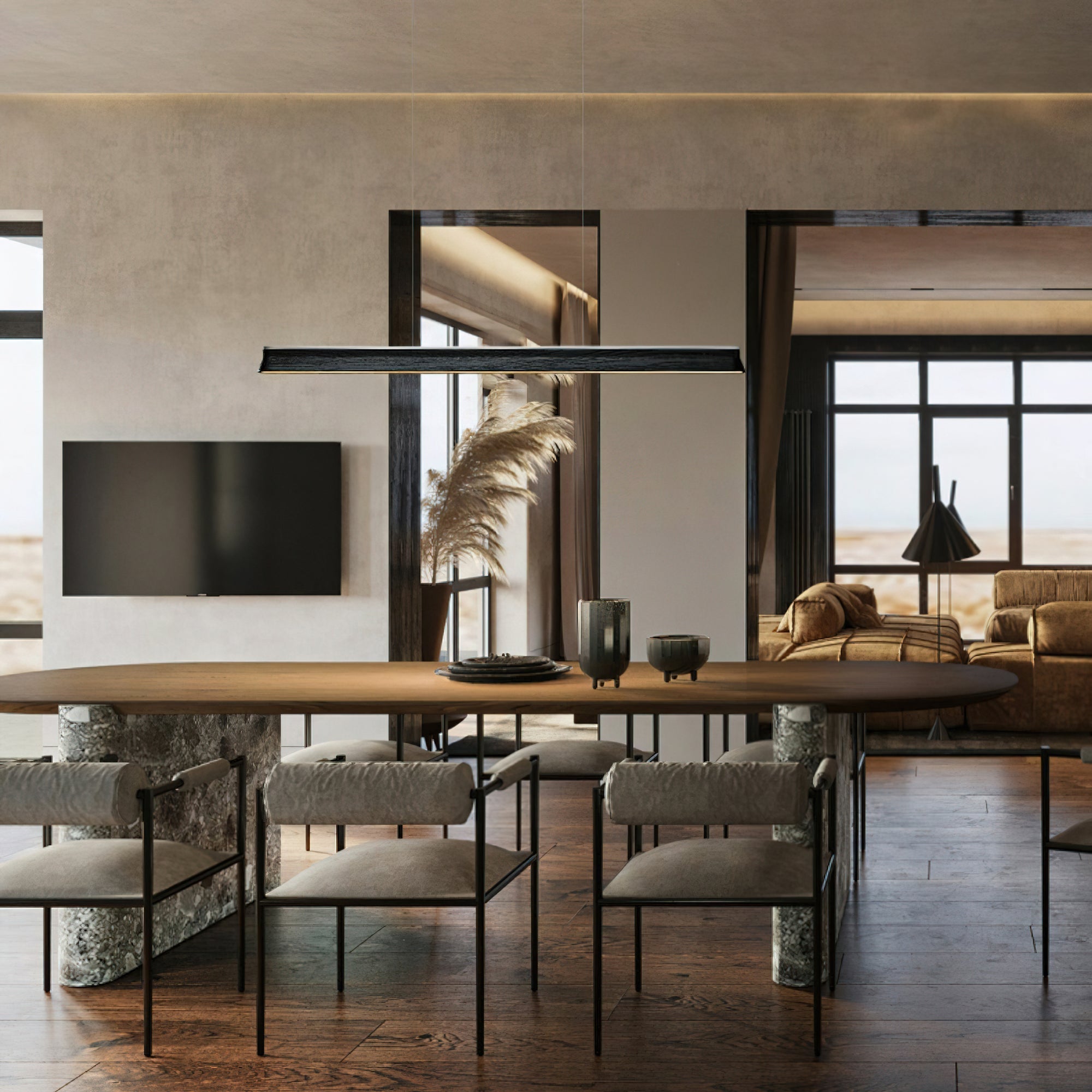 Aloz Pendant Lamp Wooden Beam Minimalist-Neutral Decor