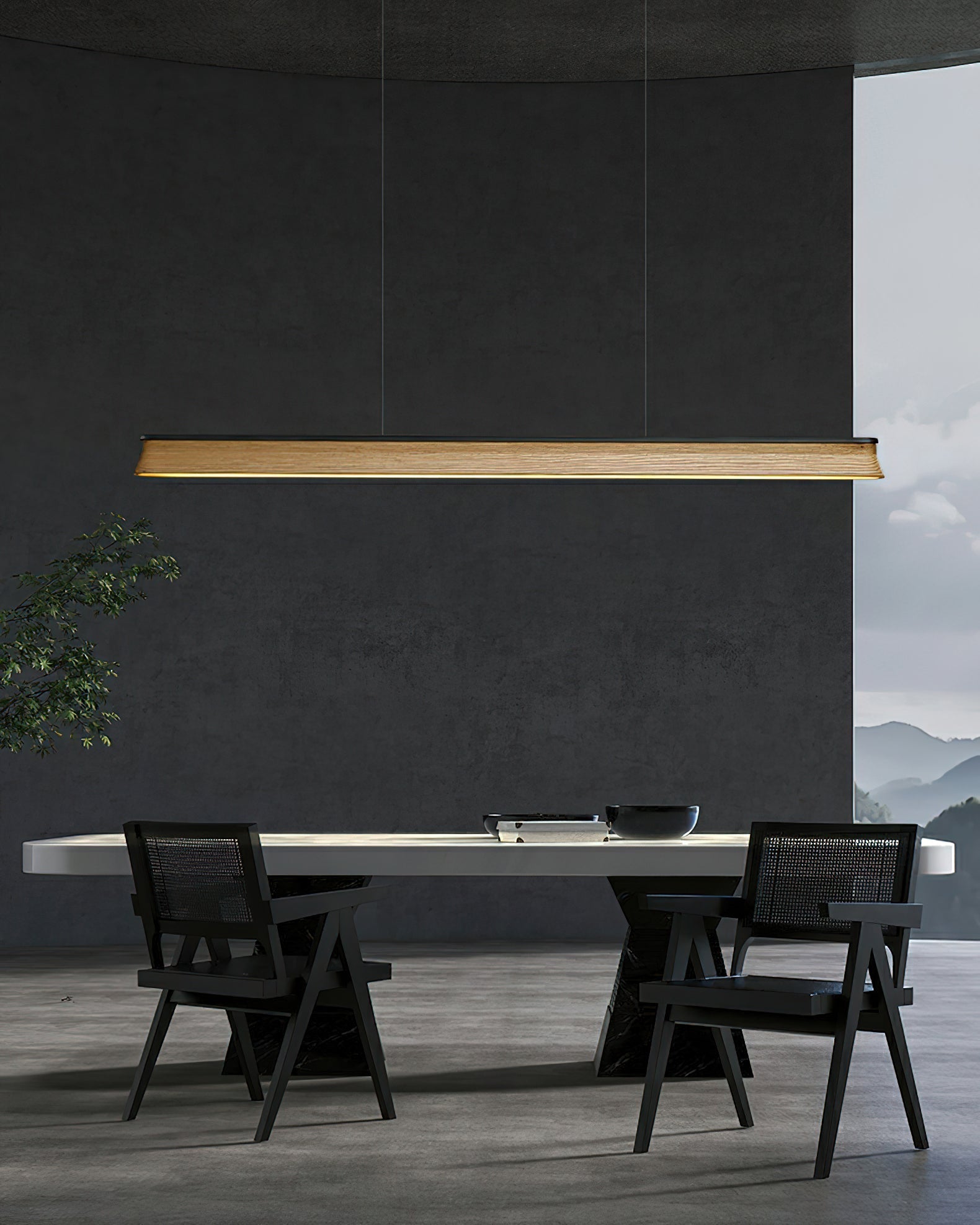 Aloz Pendant Lamp Wooden Beam Minimalist-Neutral Decor