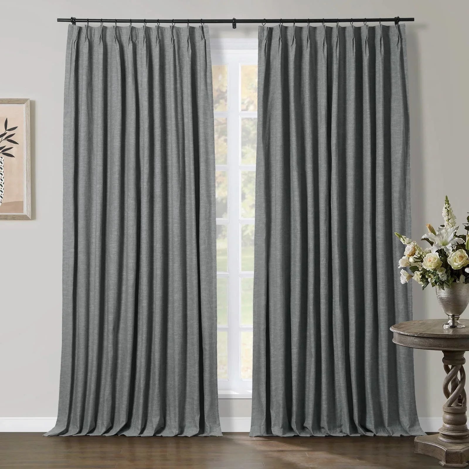 Jenna Linen Curtains & Drapes Pleated-Neutral Decor