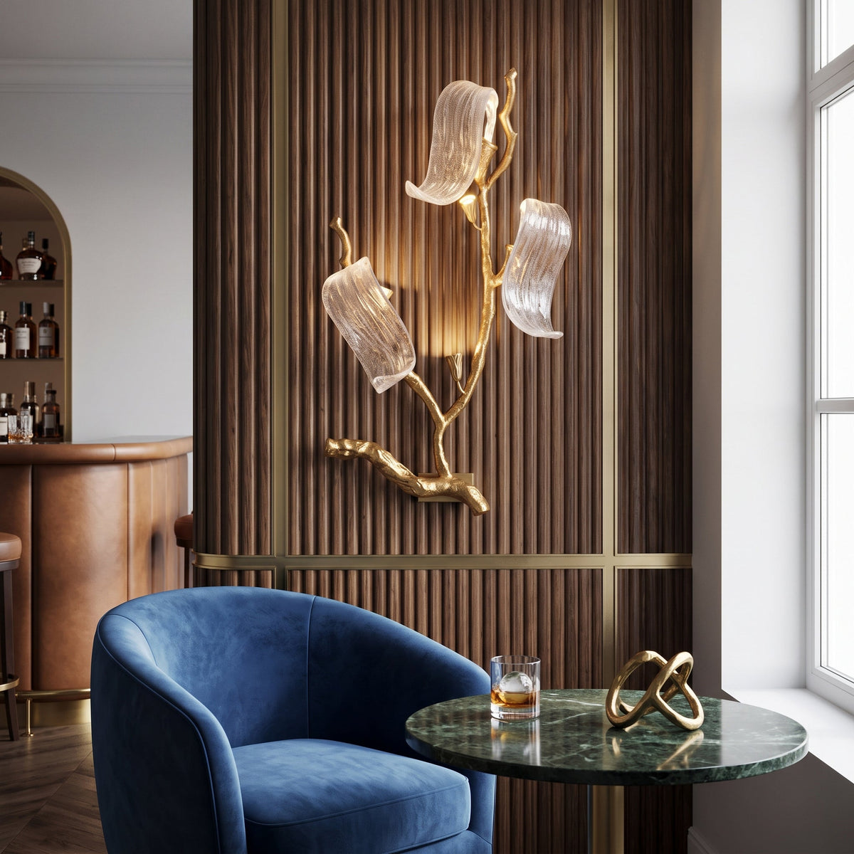 Jorrenstone Branch Glass Ribbon Wall Sconce