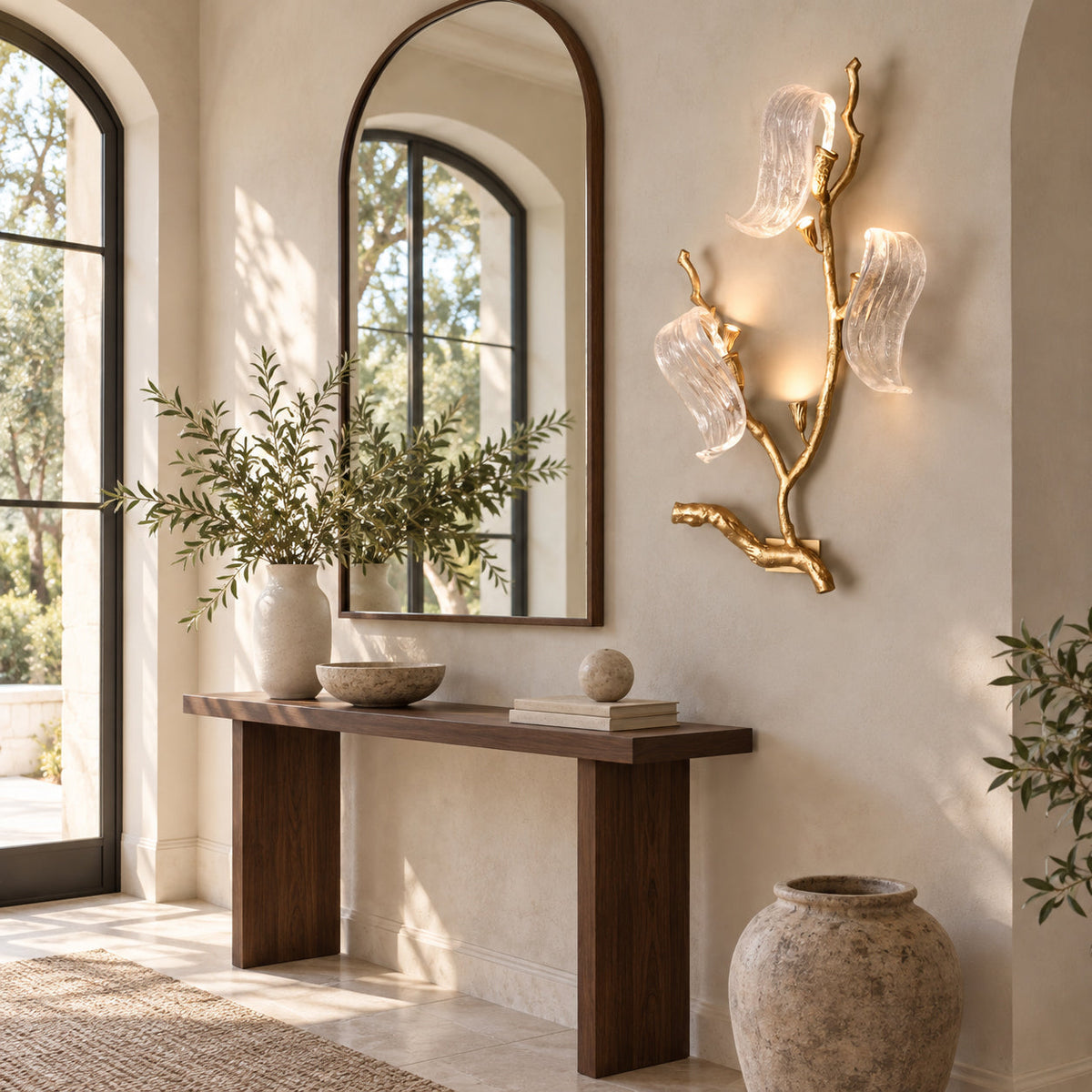 Jorrenstone Branch Glass Ribbon Wall Sconce