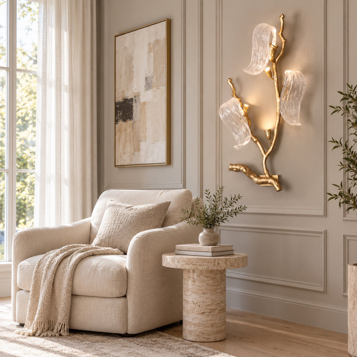 Jorrenstone Branch Glass Ribbon Wall Sconce