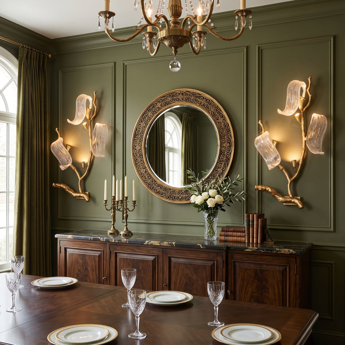 Jorrenstone Branch Glass Ribbon Wall Sconce