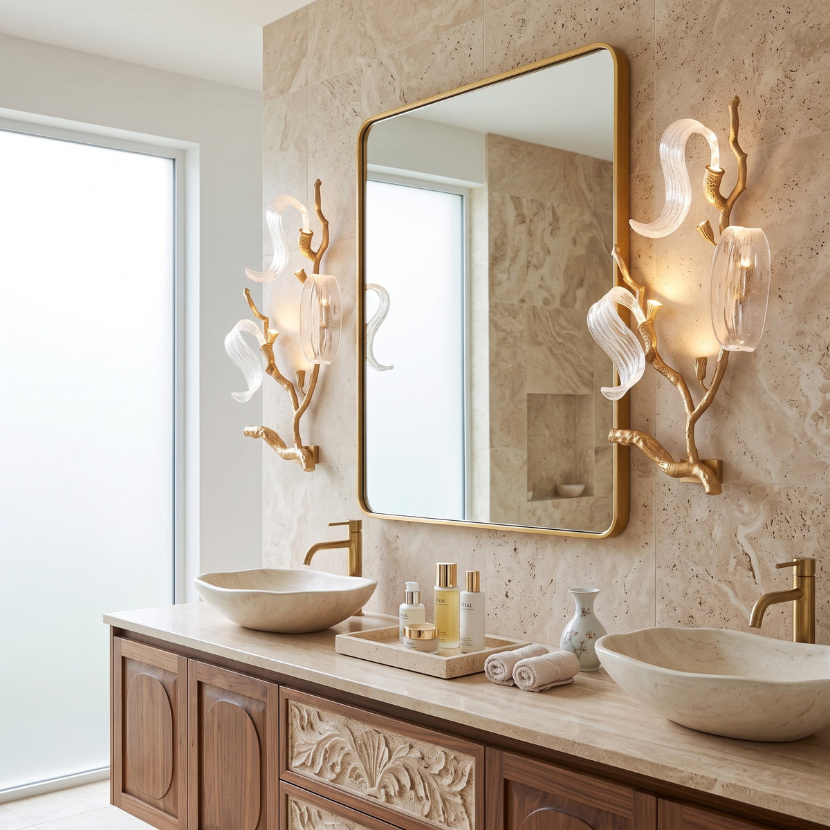 Jorrenstone Branch Glass Ribbon Wall Sconce