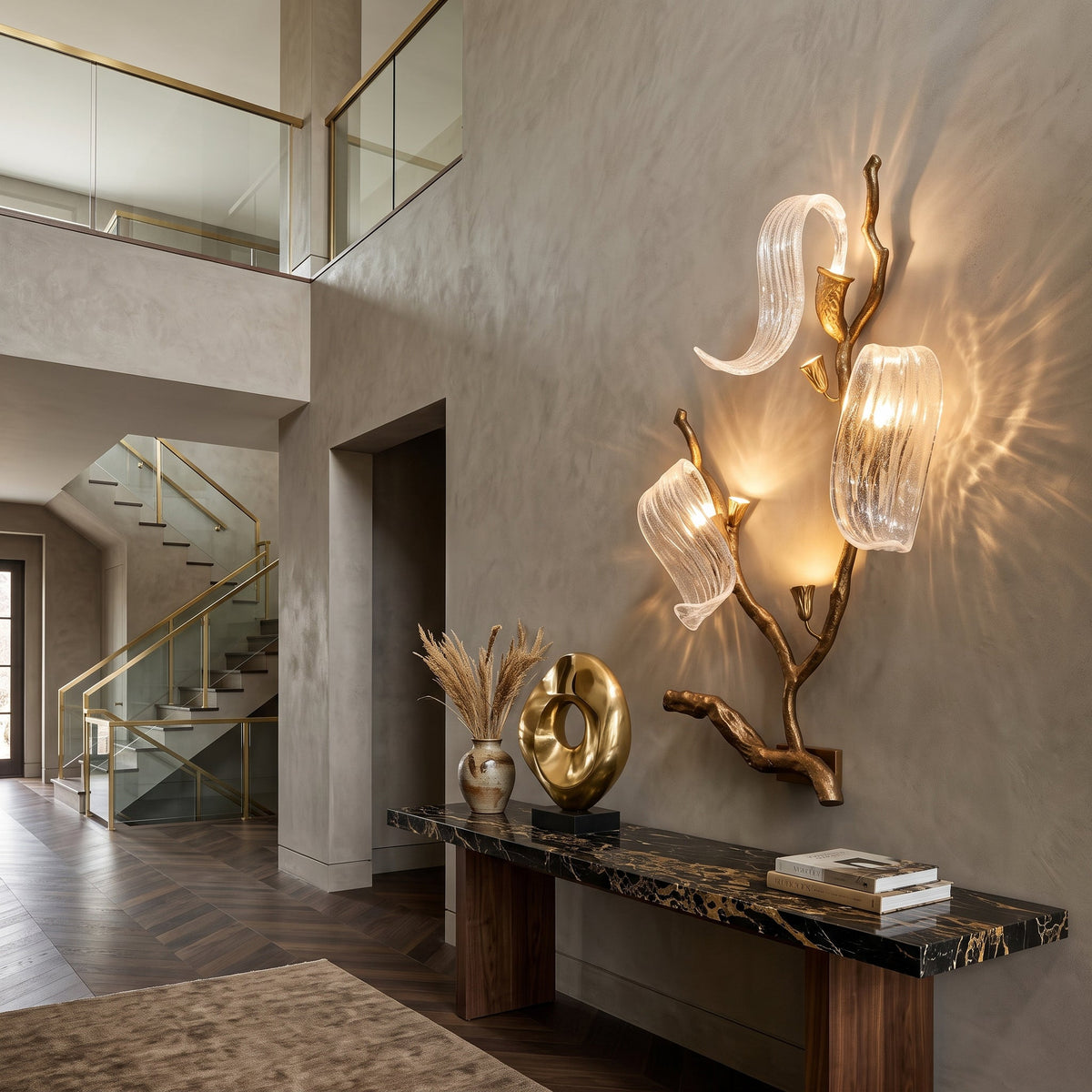 Jorrenstone Branch Glass Ribbon Wall Sconce