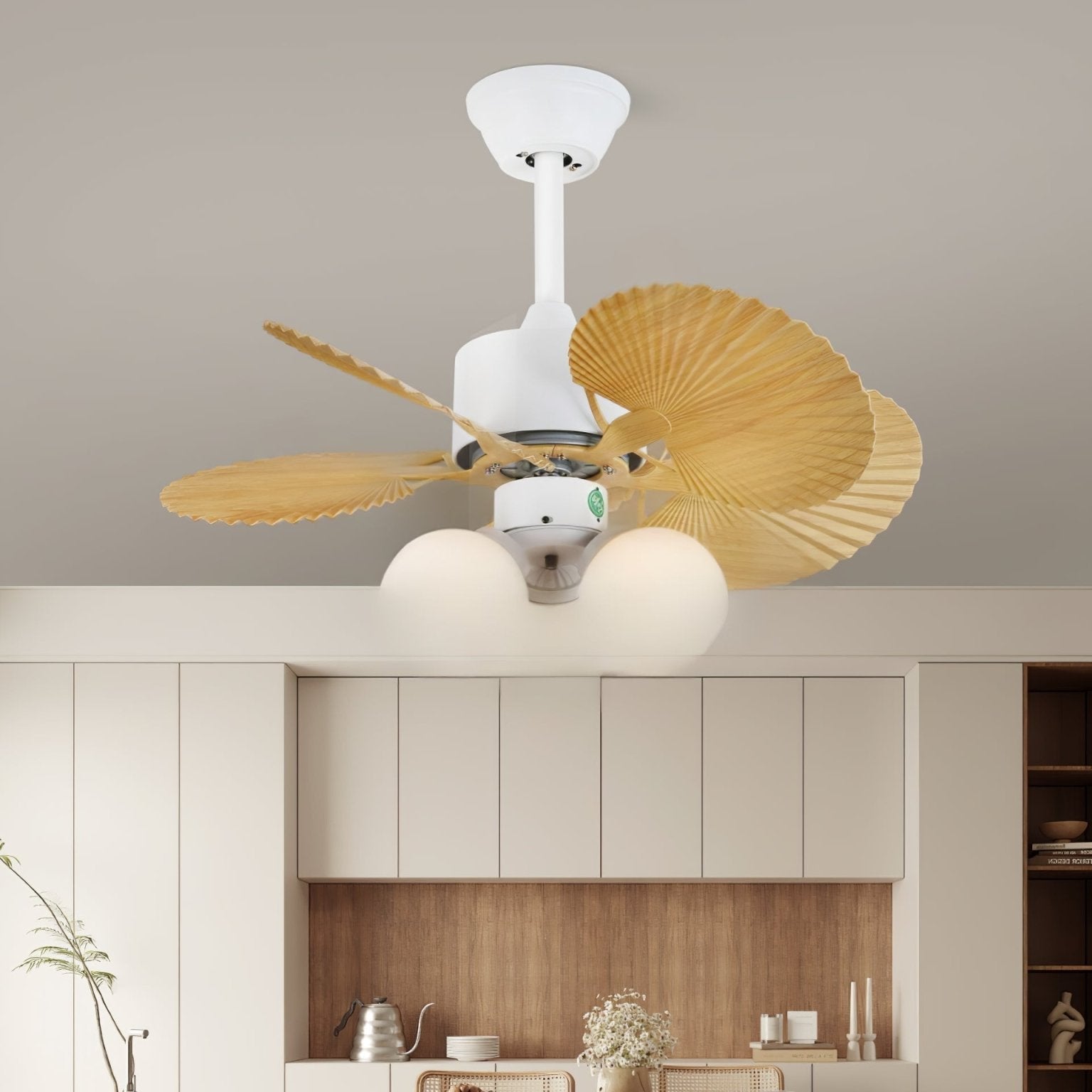 Aurelia Vintage Wood Glass Ceiling Fan Light-Neutral Decor