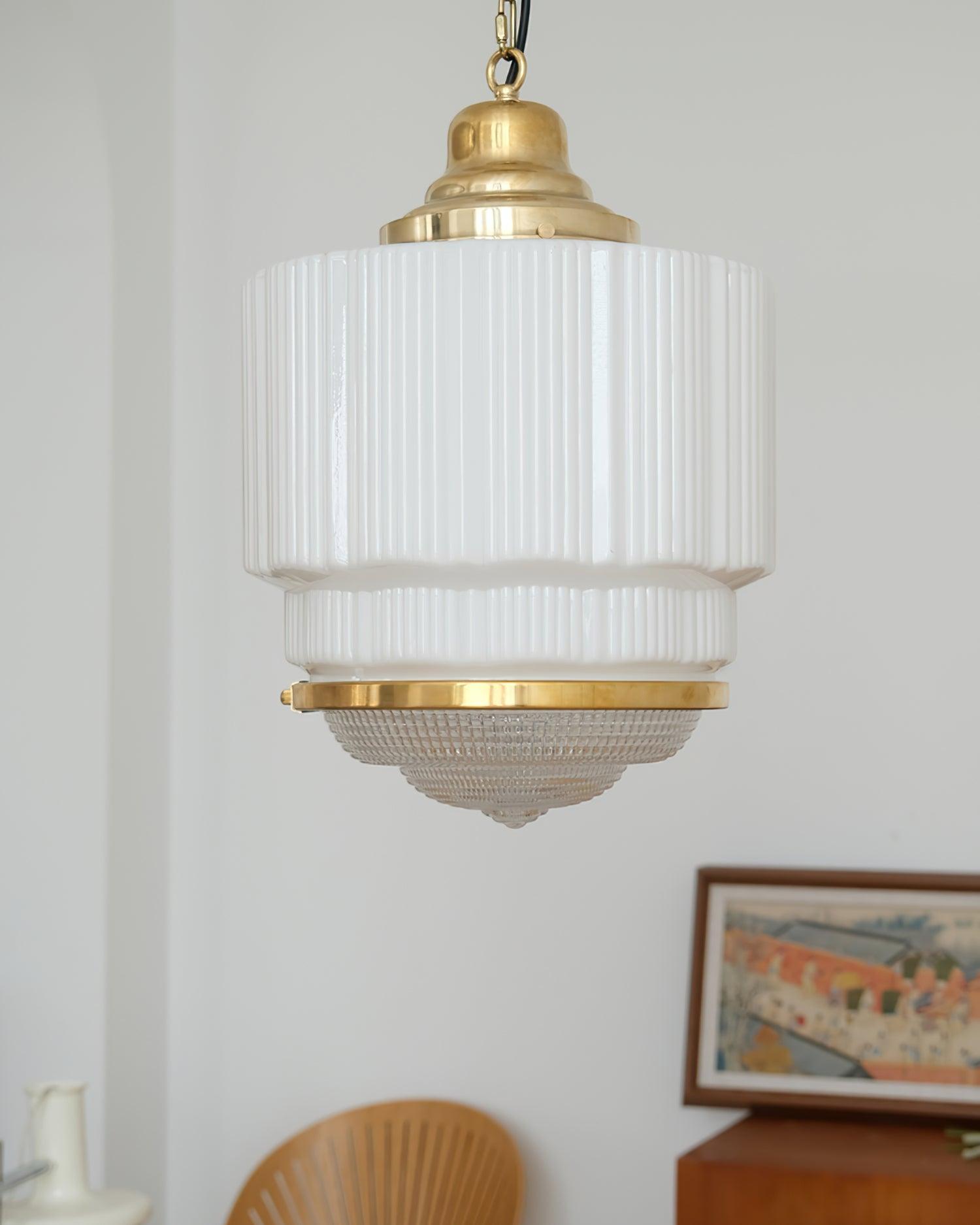 Lustra Pendant Light Brass Glass Ribbed-Neutral Decor