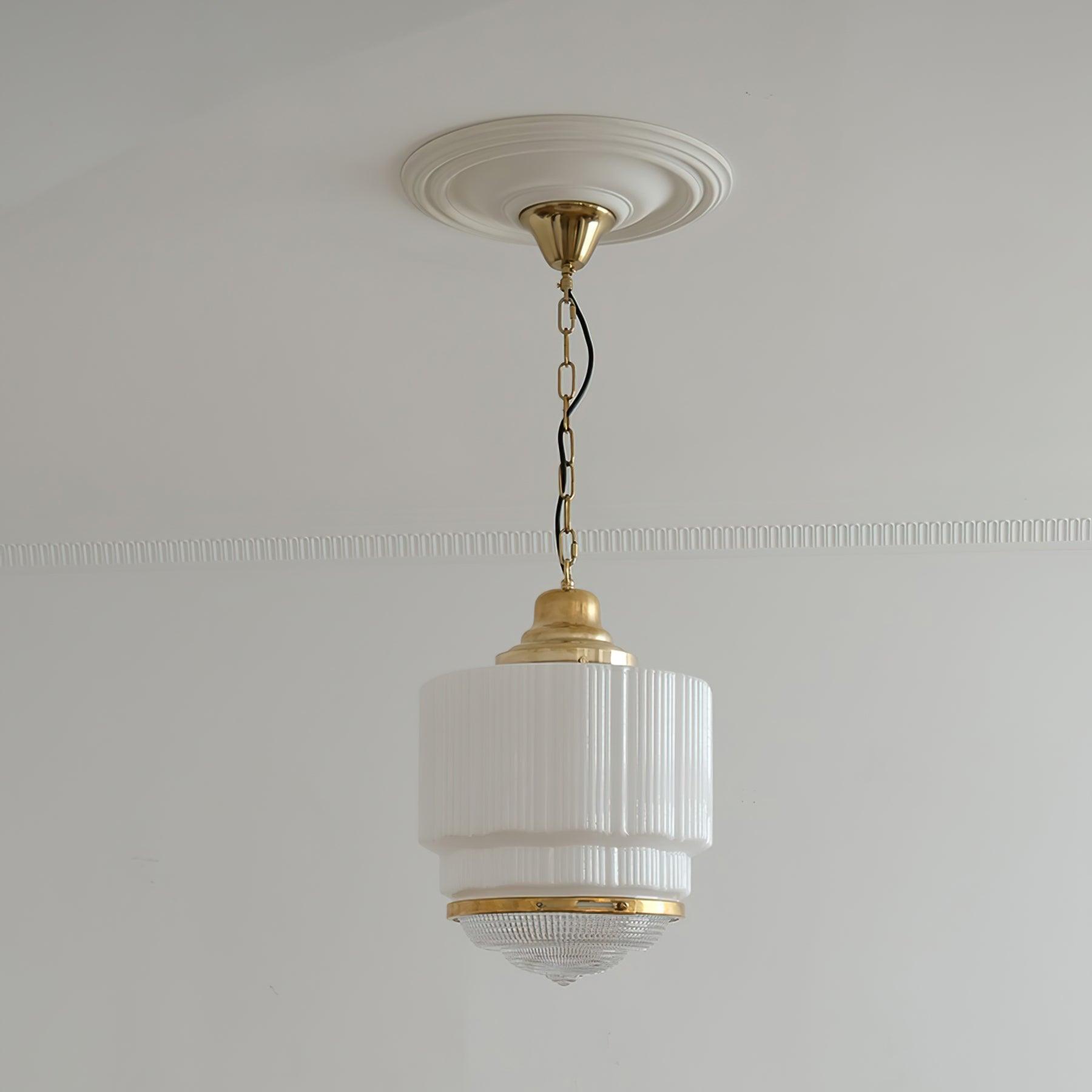 Lustra Pendant Light Brass Glass Ribbed-Neutral Decor