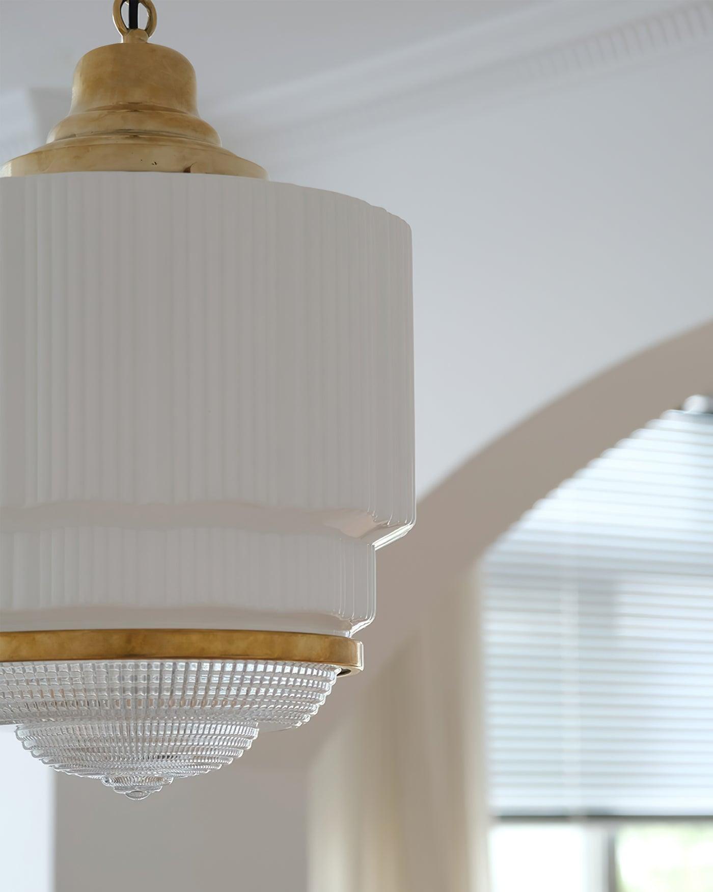 Lustra Pendant Light Brass Glass Ribbed-Neutral Decor
