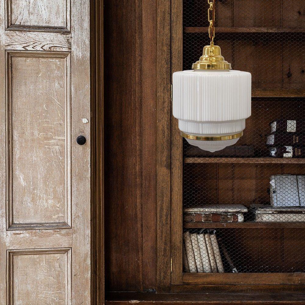 Lustra Pendant Light Brass Glass Ribbed-Neutral Decor