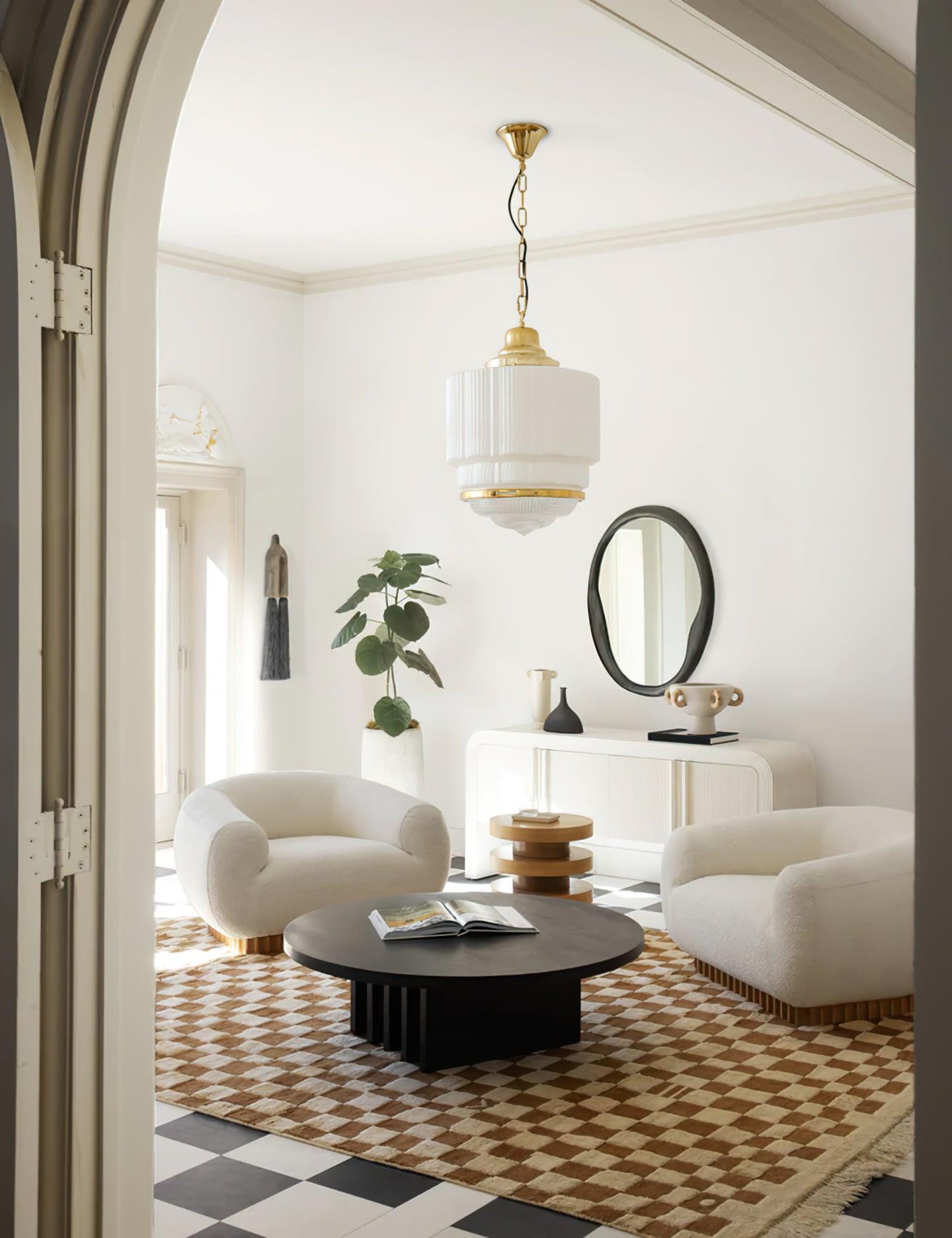 Lustra Pendant Light Brass Glass Ribbed-Neutral Decor