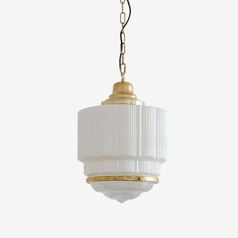Lustra Pendant Light Brass Glass Ribbed-Neutral Decor