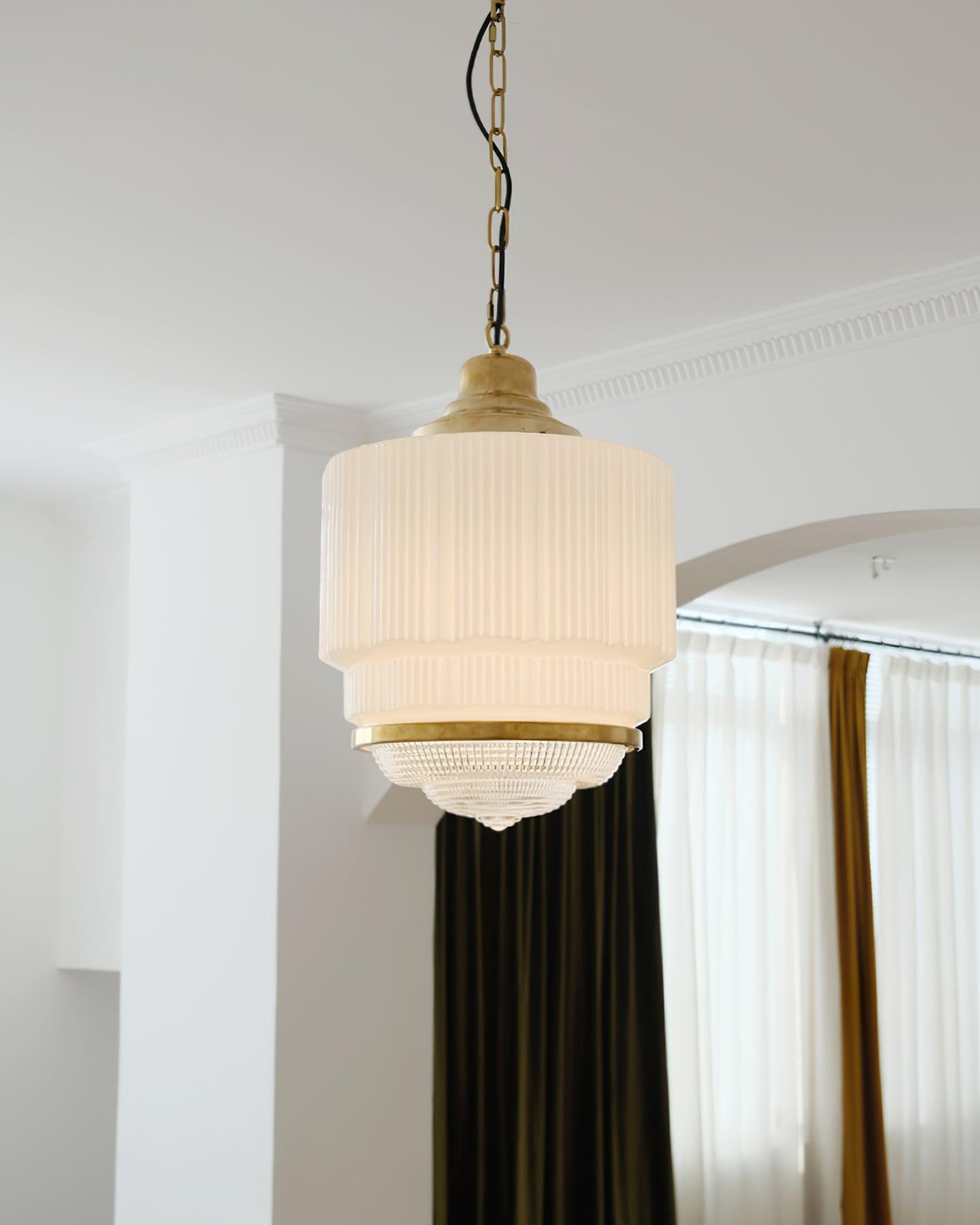 Lustra Pendant Light Brass Glass Ribbed-Neutral Decor