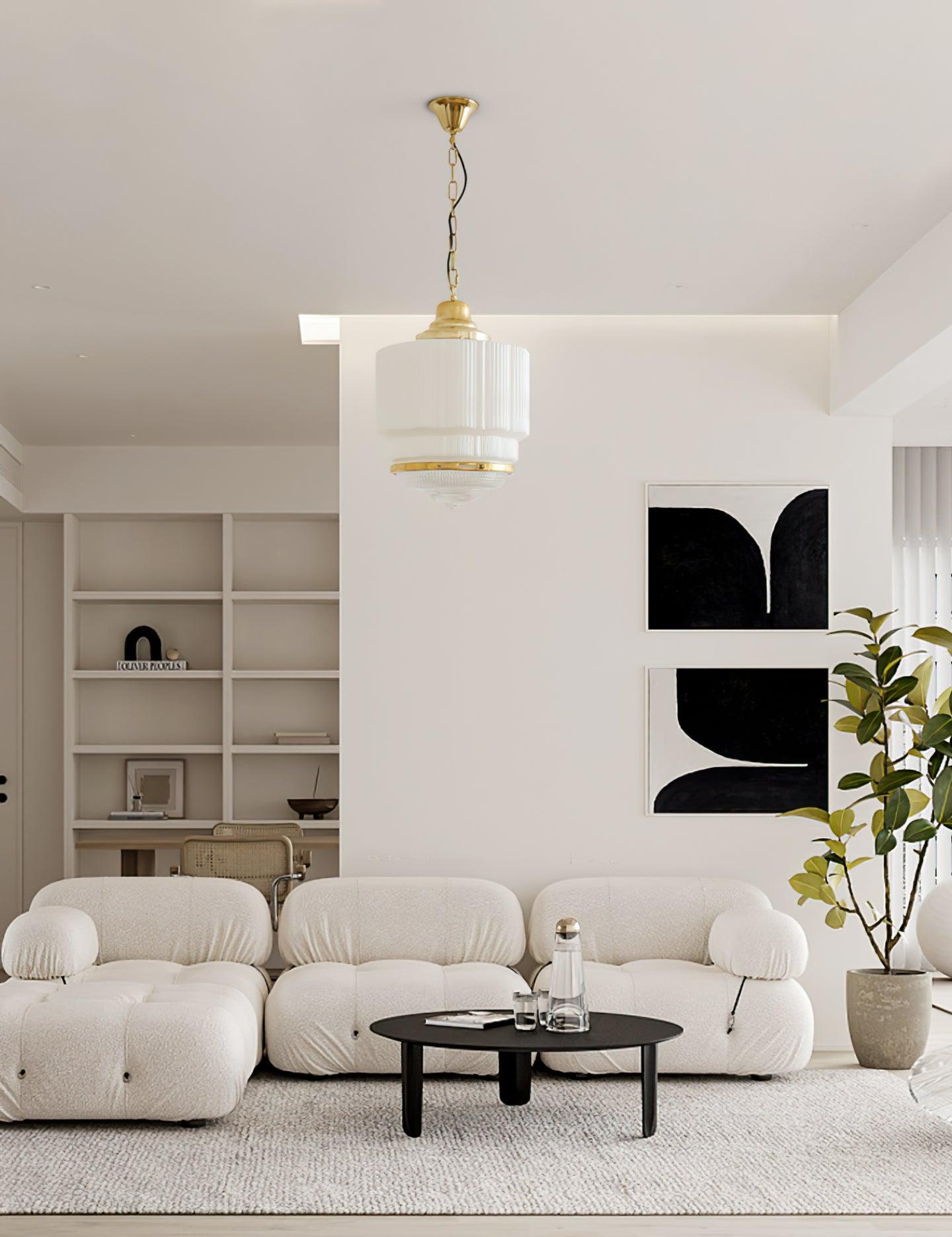 Lustra Pendant Light Brass Glass Ribbed-Neutral Decor