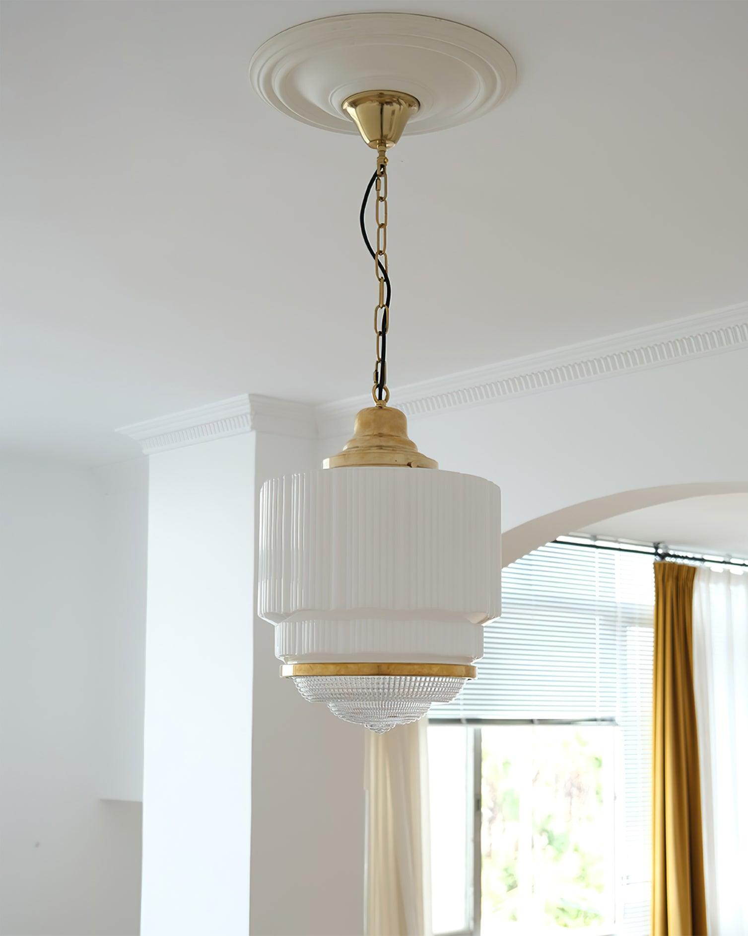Lustra Pendant Light Brass Glass Ribbed-Neutral Decor