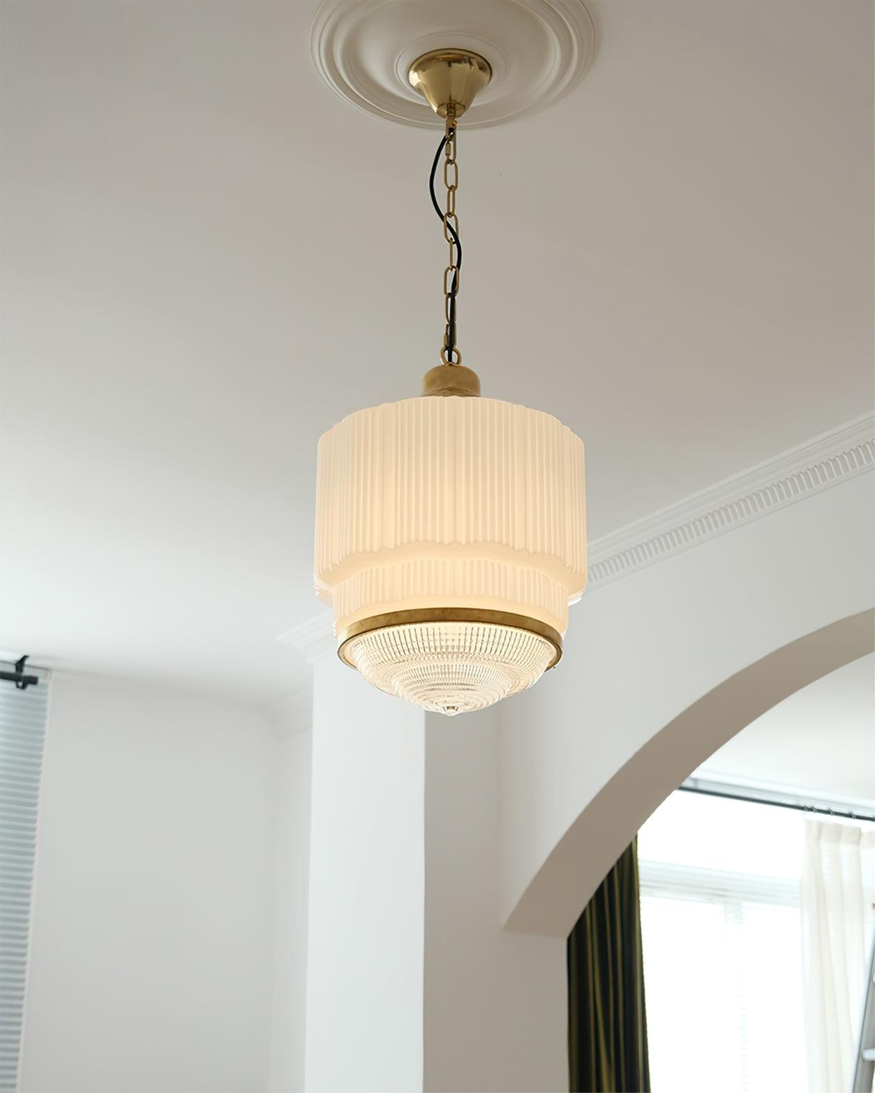 Lustra Pendant Light Brass Glass Ribbed-Neutral Decor