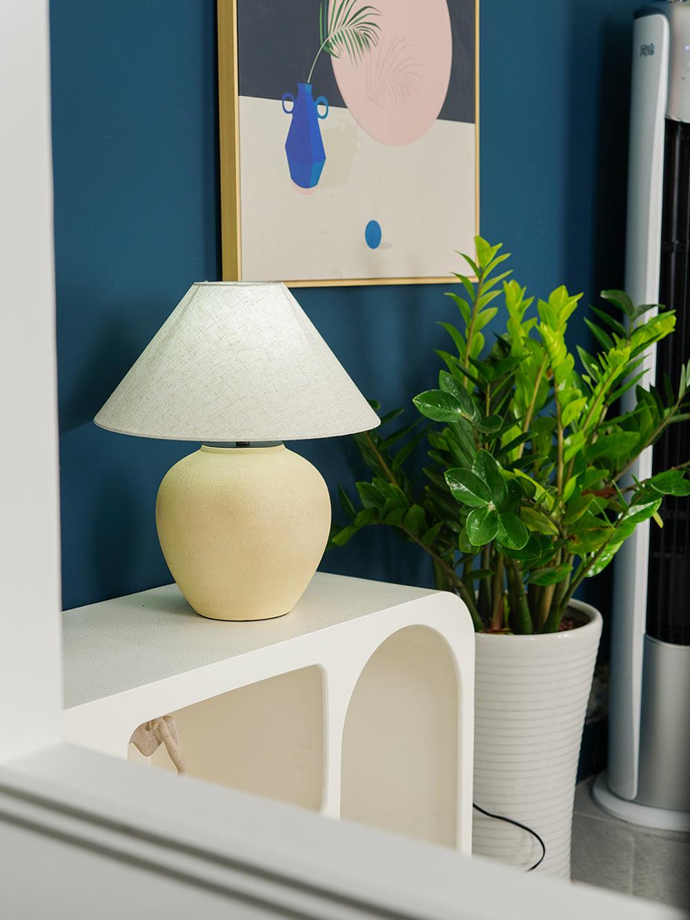 Lumian Fabric Ceramic Rustic Table Lamp-Neutral Decor