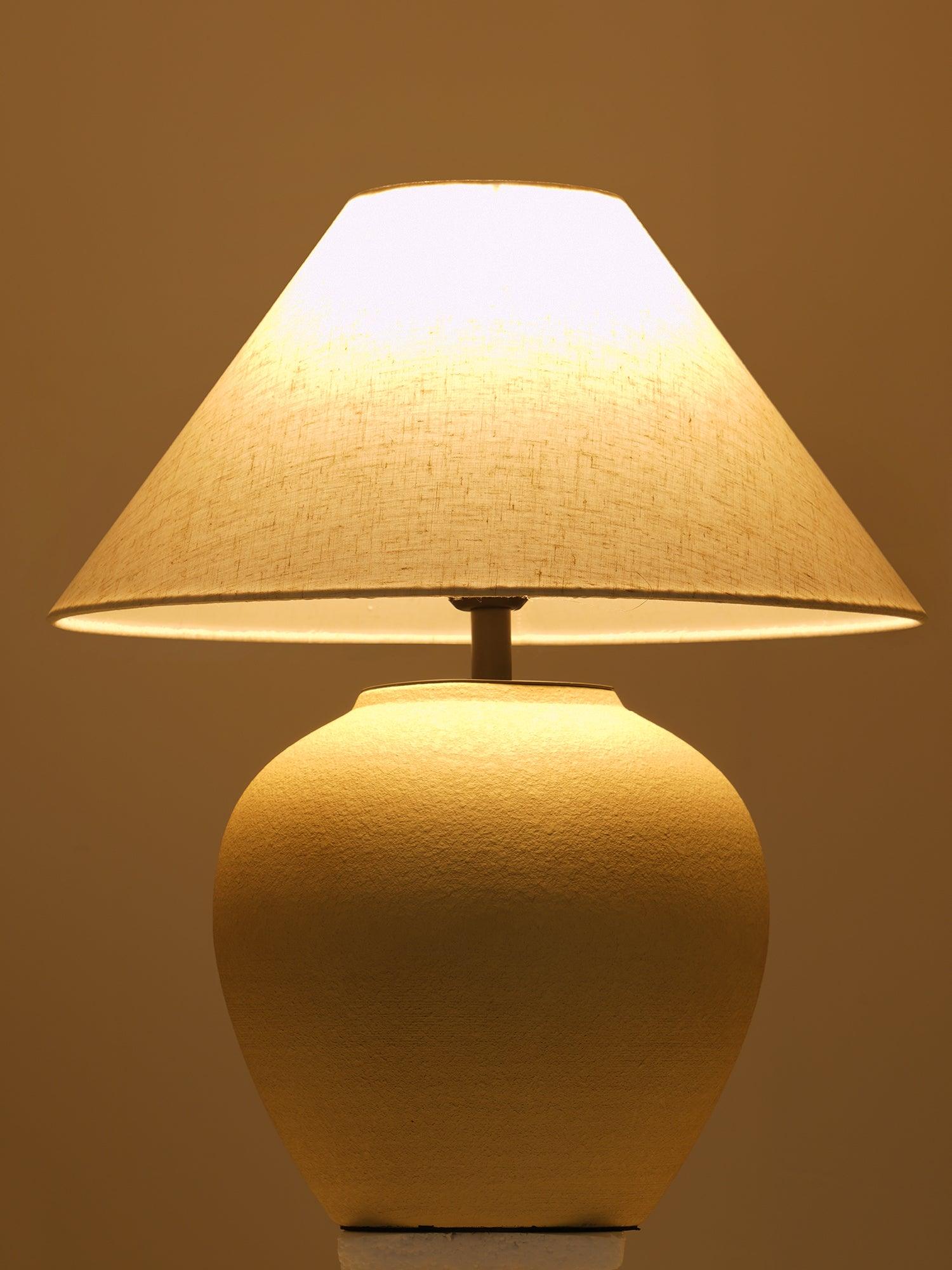 Lumian Fabric Ceramic Rustic Table Lamp-Neutral Decor
