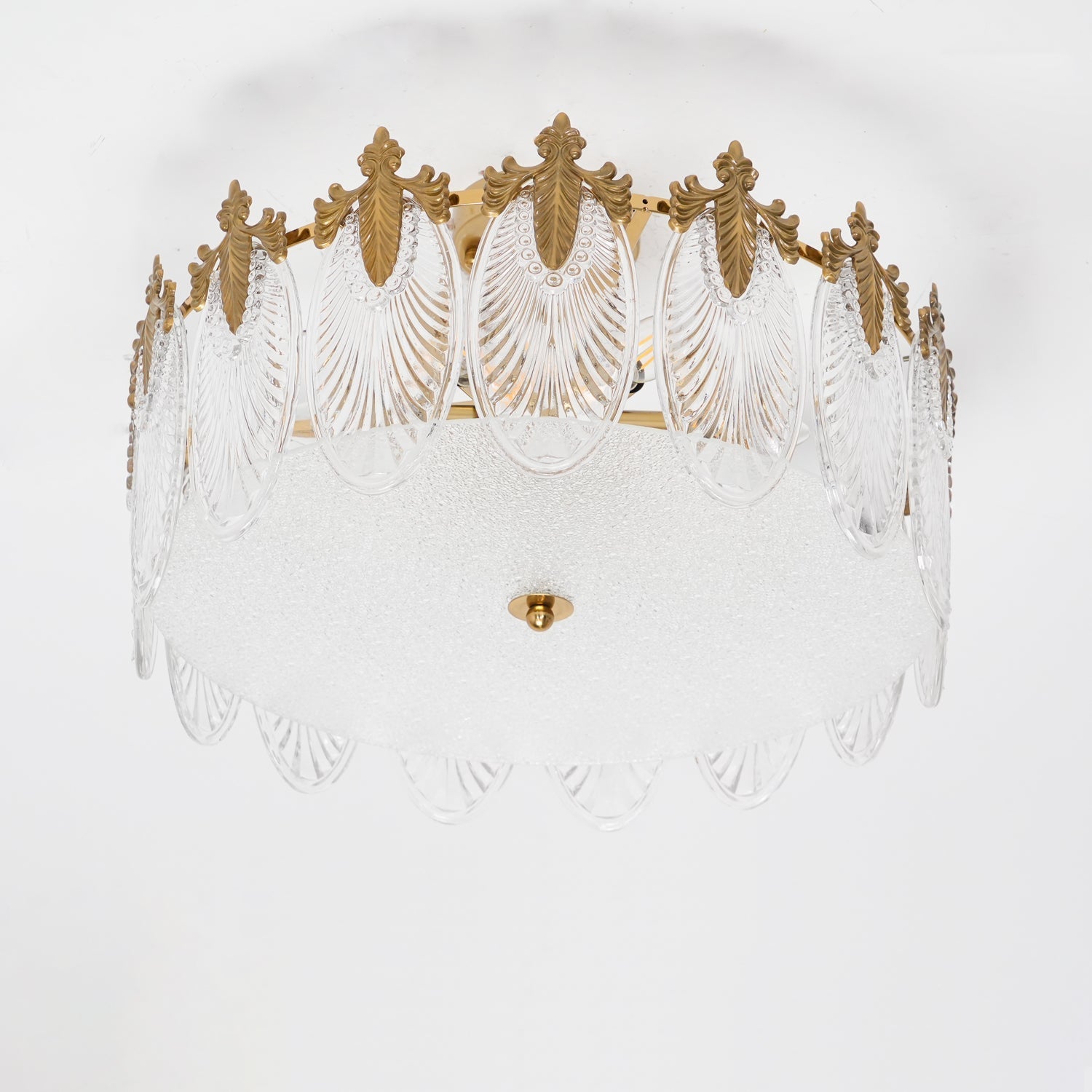 Lustra Chandelier Glass Petals Gold Frame Round-Neutral Decor