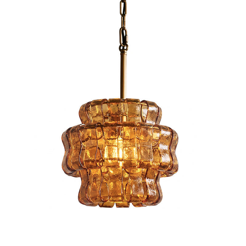 Nirsa Pendant Light in Green, shown turned off.