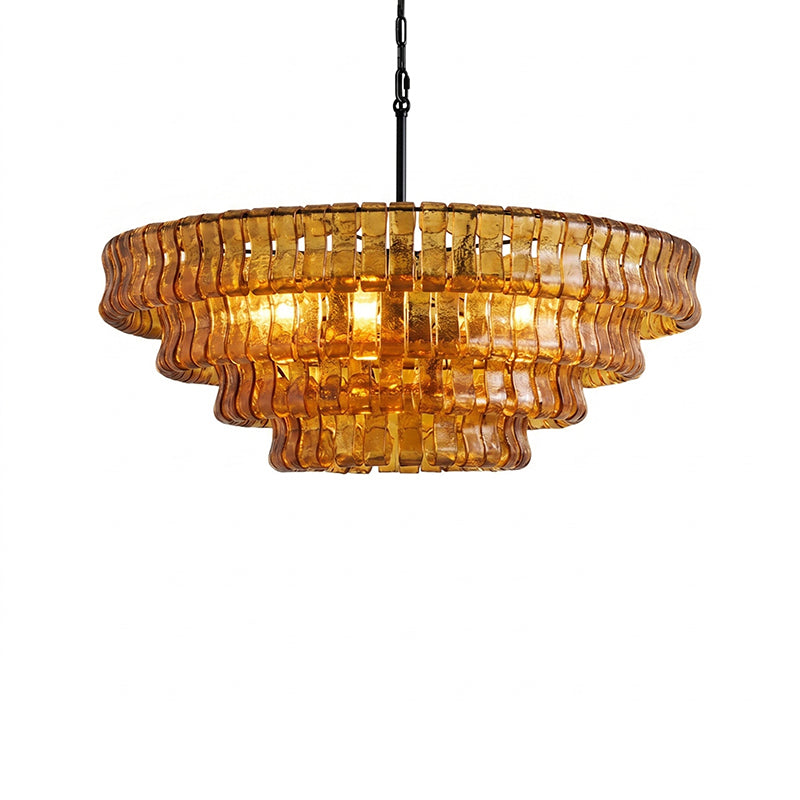 The Ghiaccio Chandelier in Green finish, unlit, showing the glass color.