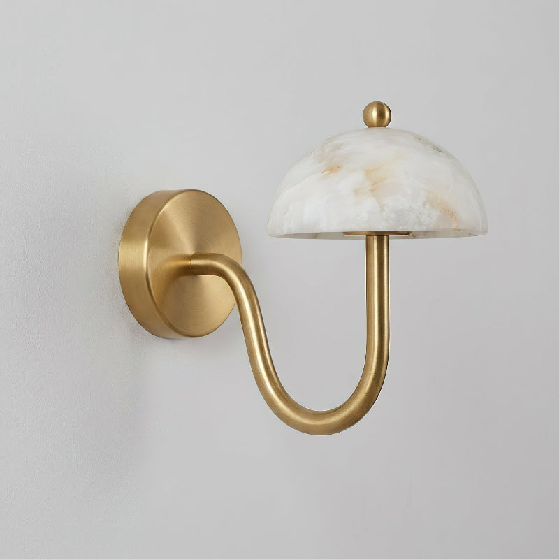 The Ripple Alabaster Wall Sconce shown against a dark, textured background for contrast.