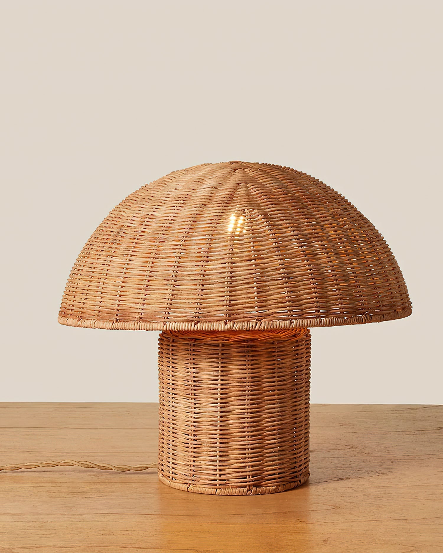 Dimensions of the Aero Rattan Mushroom Table Lamp: 40cm diameter, 36cm height.