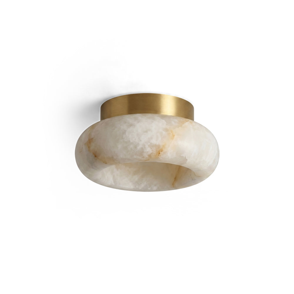 Cairns Alabaster Ceiling Lamp with brass hardware.