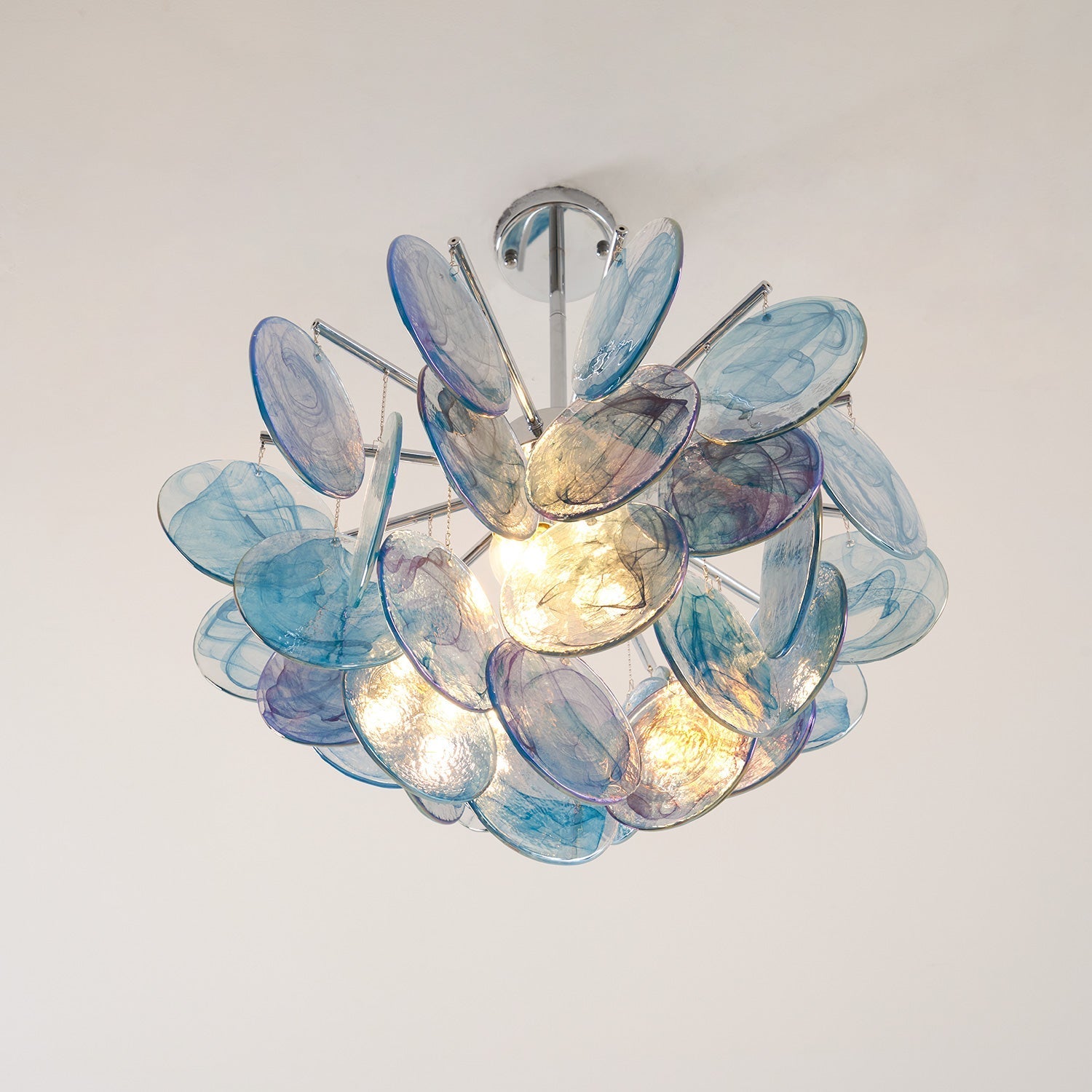 A full display of all available sizes of the Camisa Chandelier.