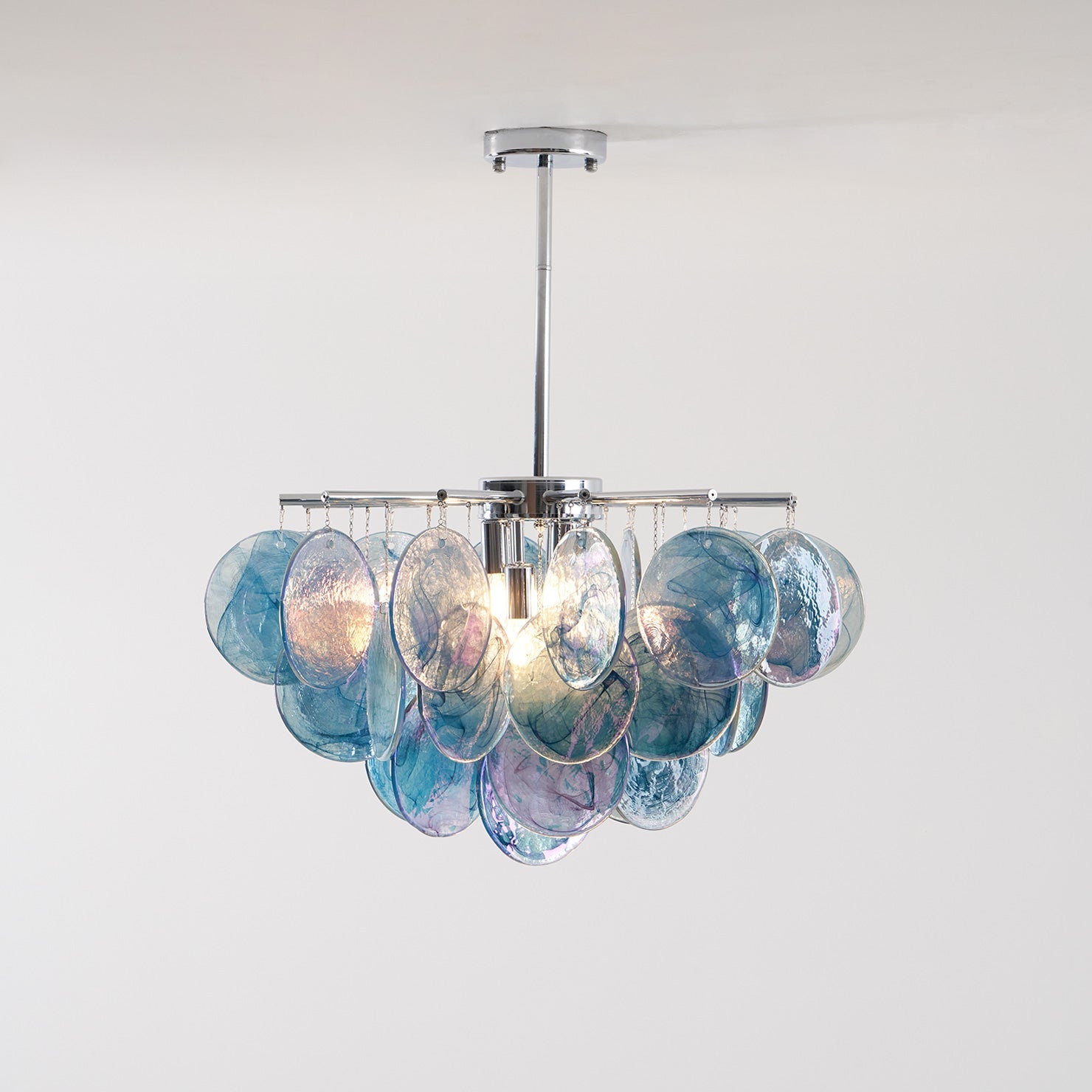 The Camisa Glass Chandelier from a high angle.