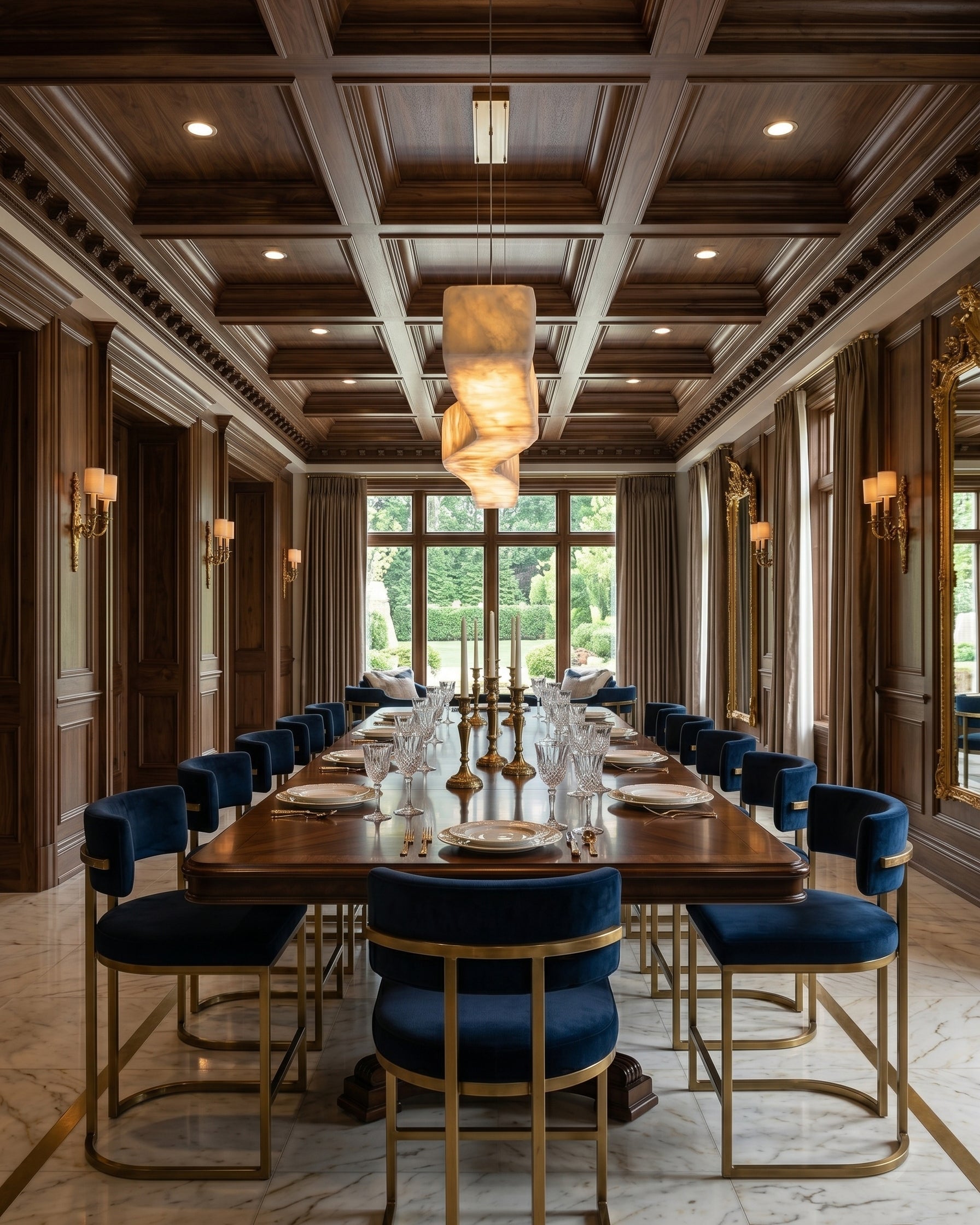 The Camur chandelier against a neutral wall, showcasing its form.