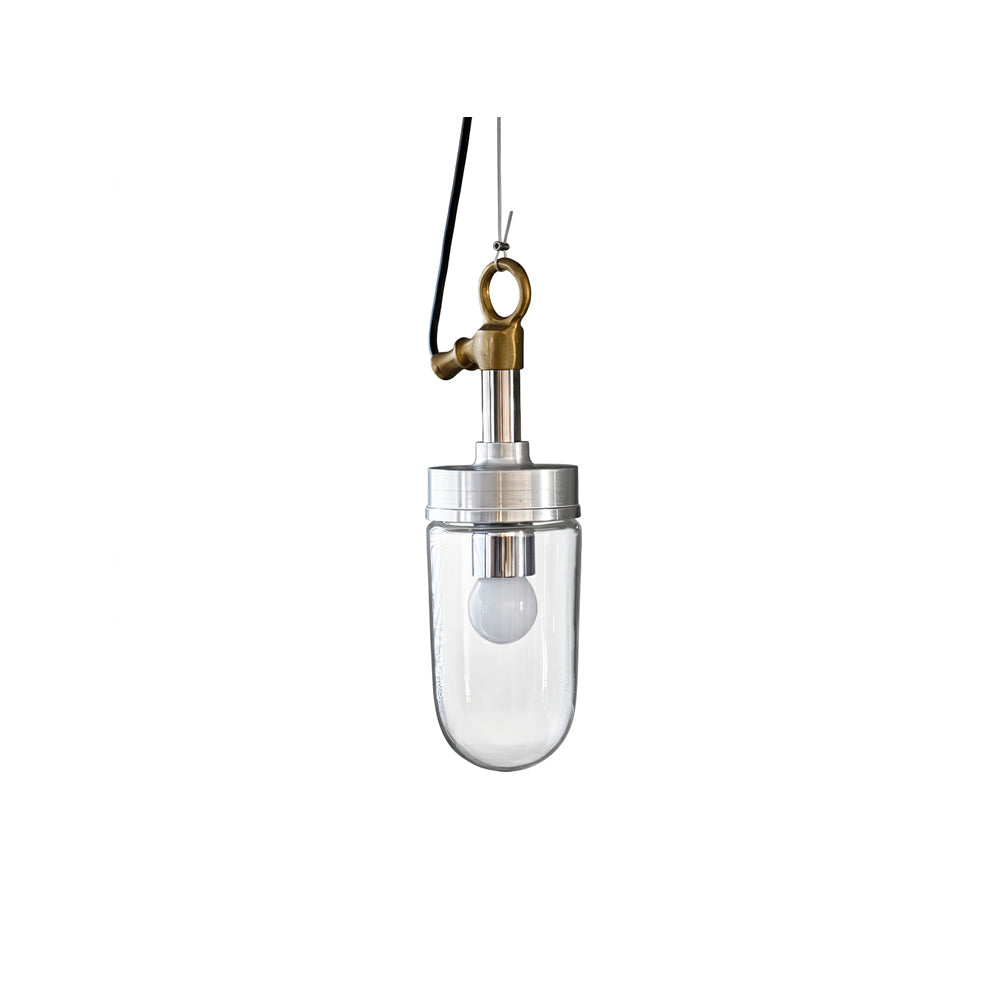 Front view of the Carson Capsule Pendant Light with chrome finish and clear glass.